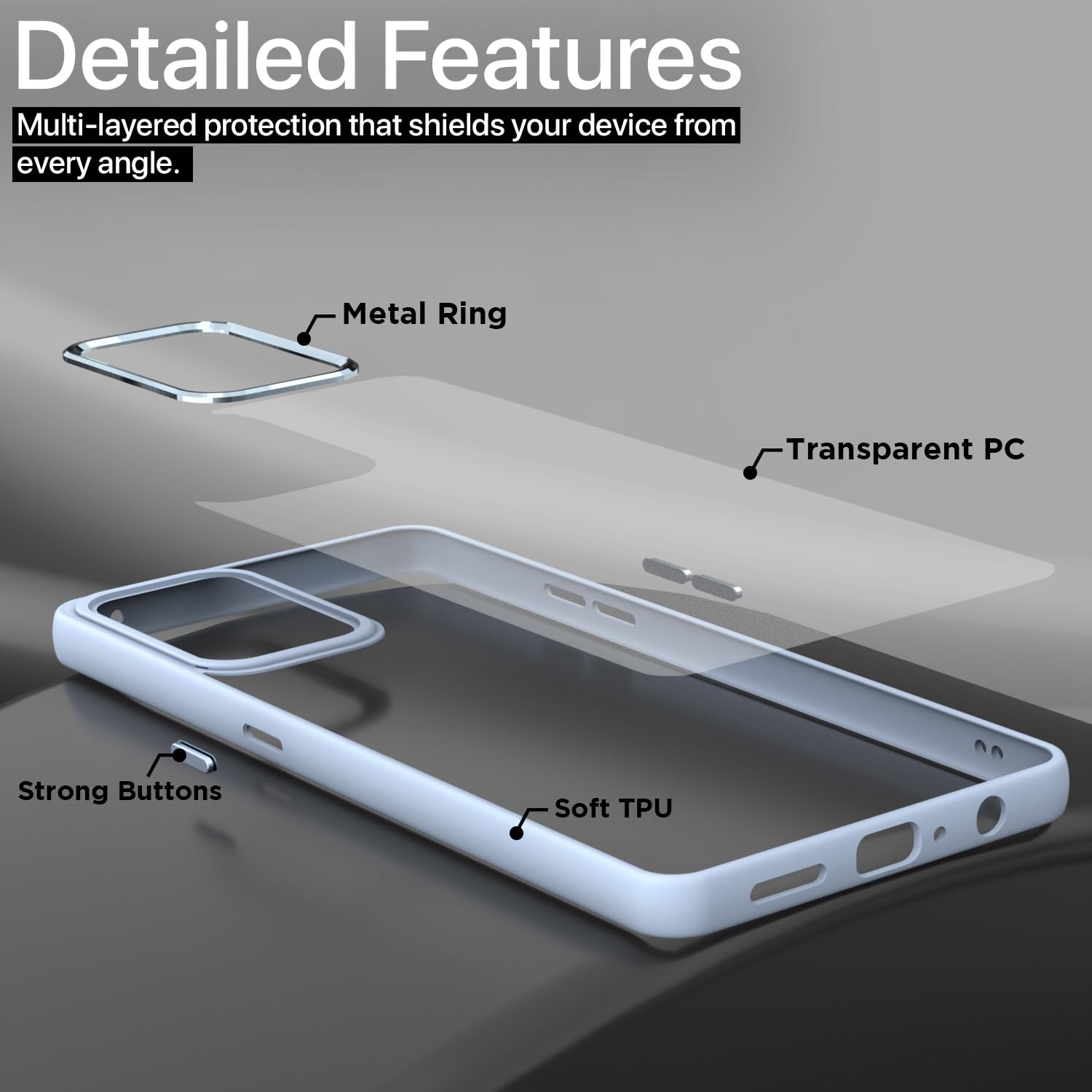 Pikkme Oppo Reno 7 Camring Back Cover (Sierra Blue)