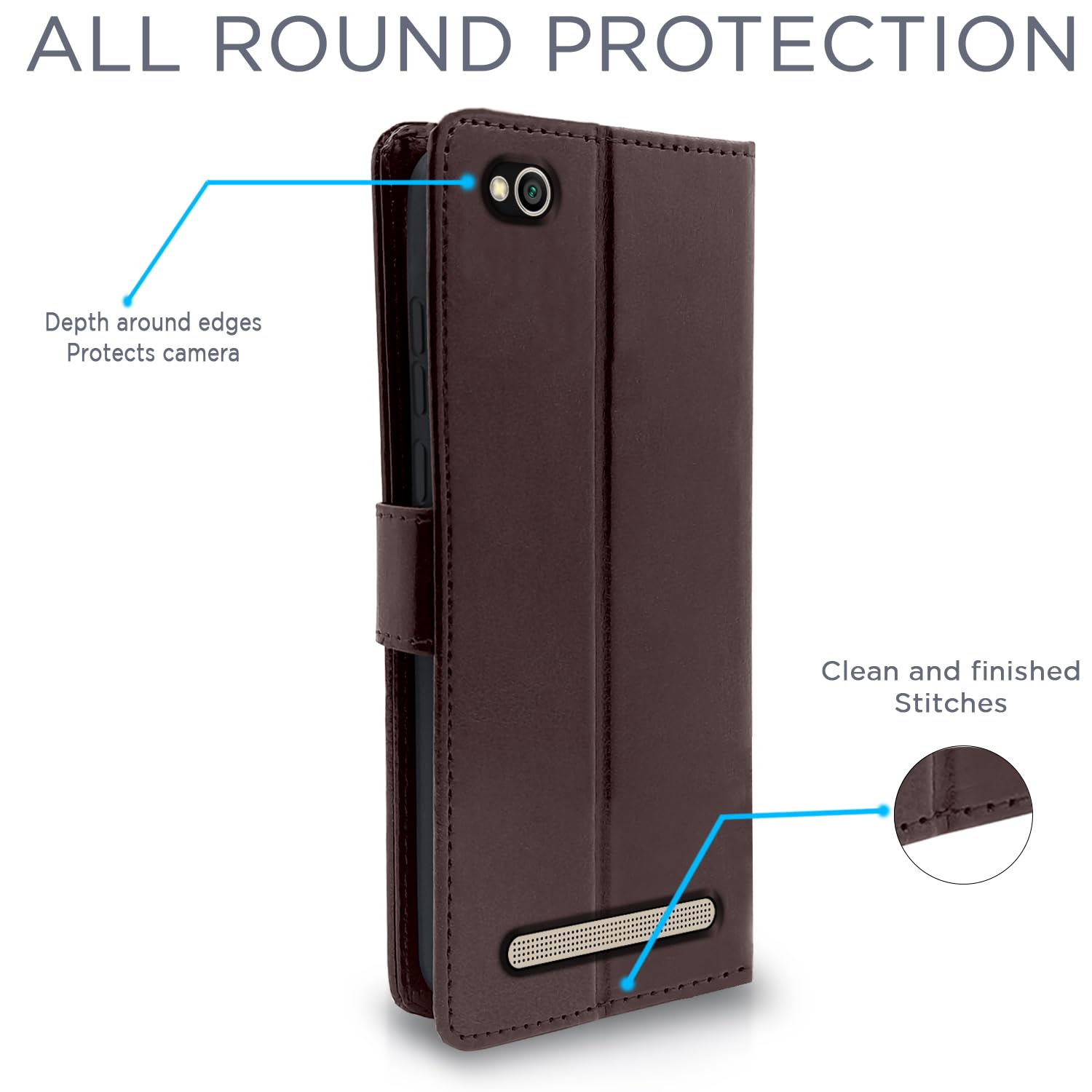 Redmi 5A Wallet flip case in coffee by Pikkme – photo 4
