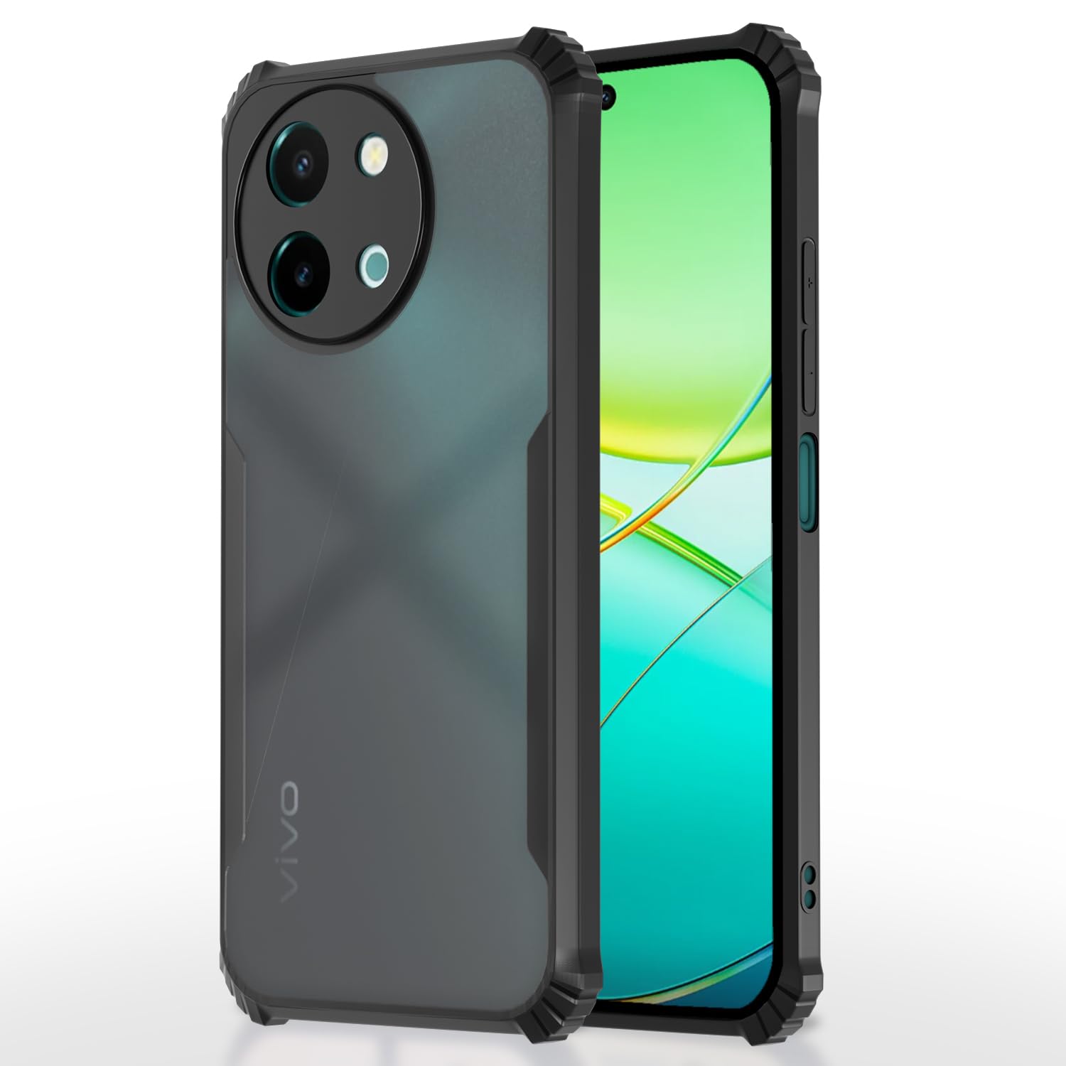 Vivo Y38 5G Clear phone cover in black by Pikkme