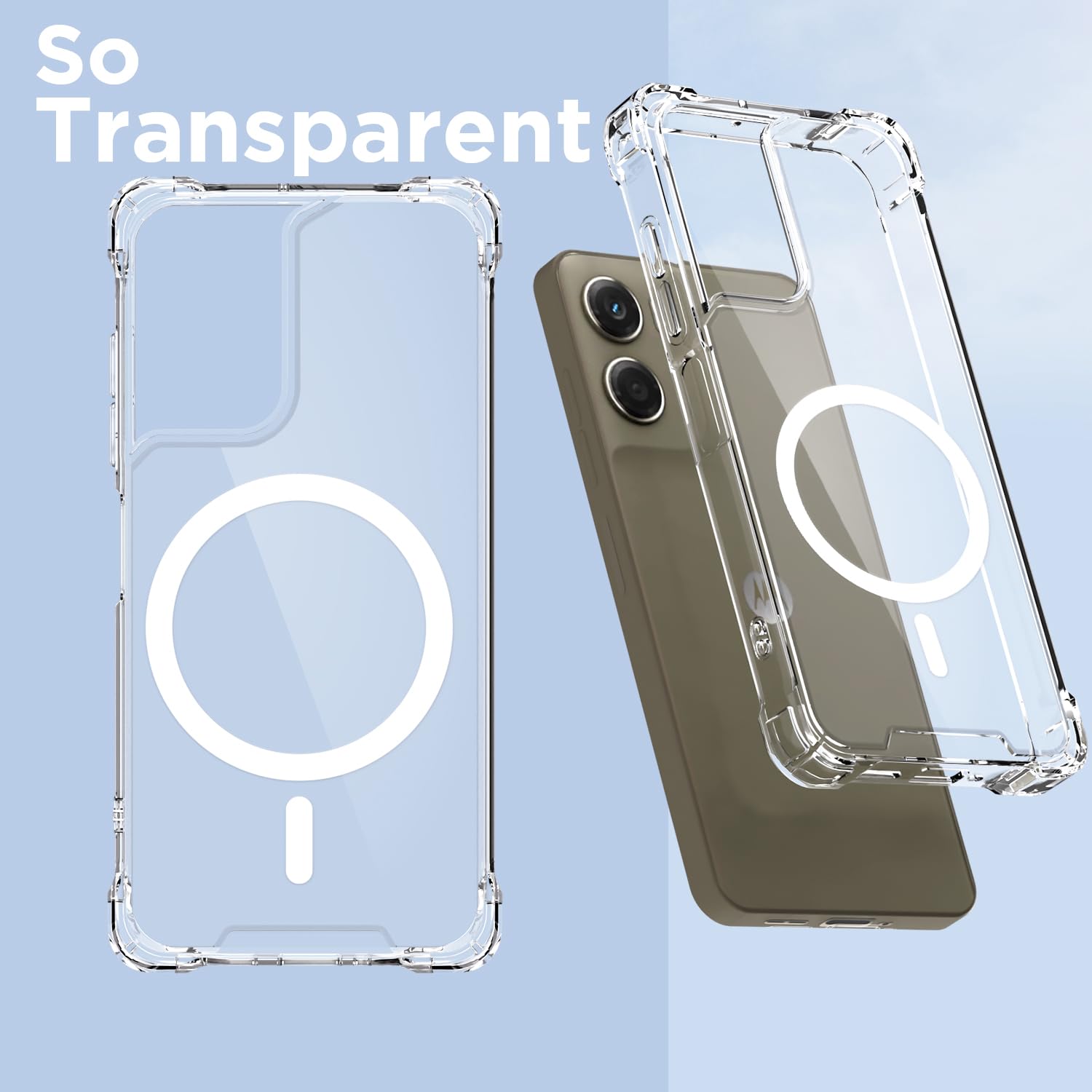 Transparent mag-safe MagSafe phone cover for Moto G06 Power – Pikkme – photo 2