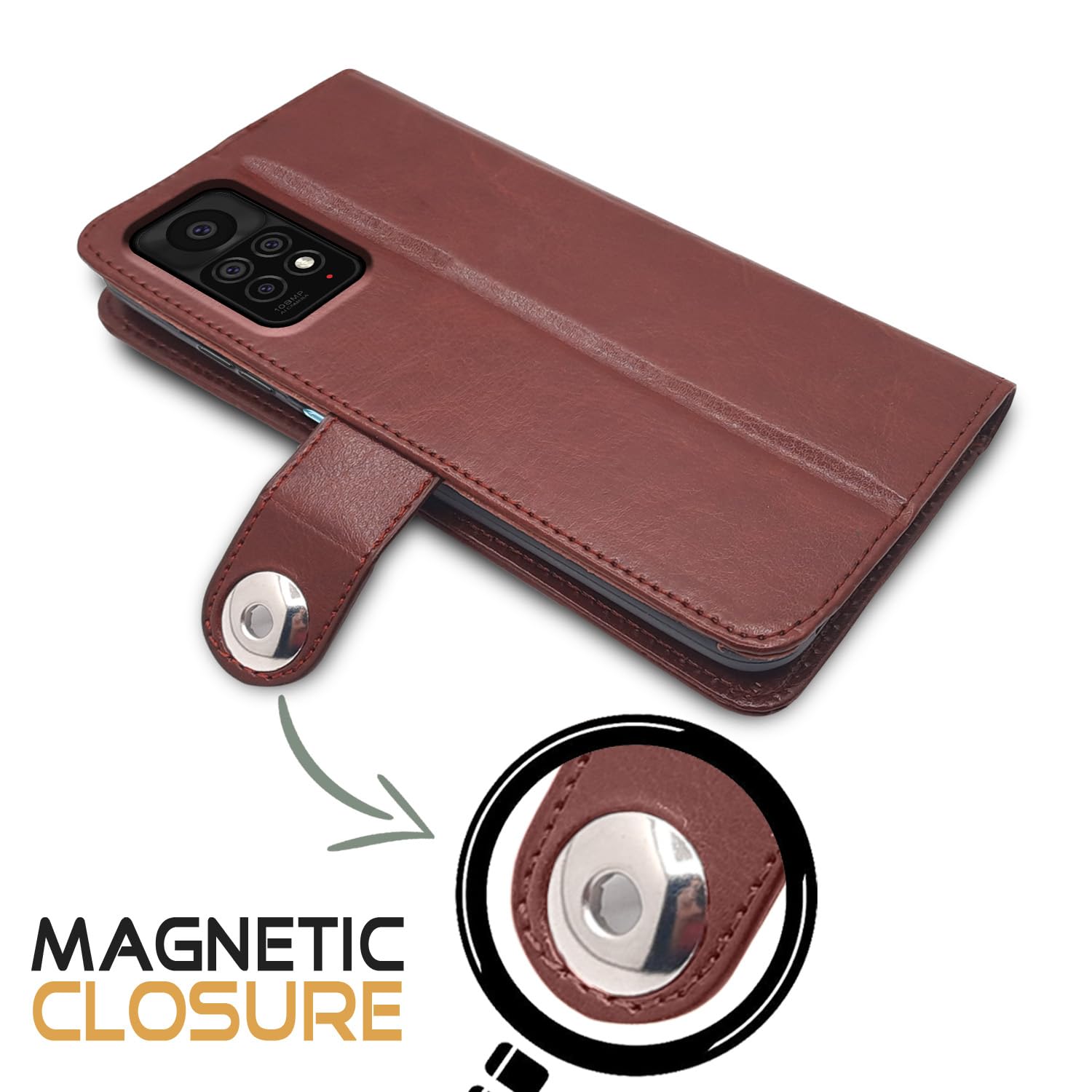 Brown Button flip cover for Redmi Note 11 Pro/Note 11 Pro Plus 5G – Pikkme – photo 4