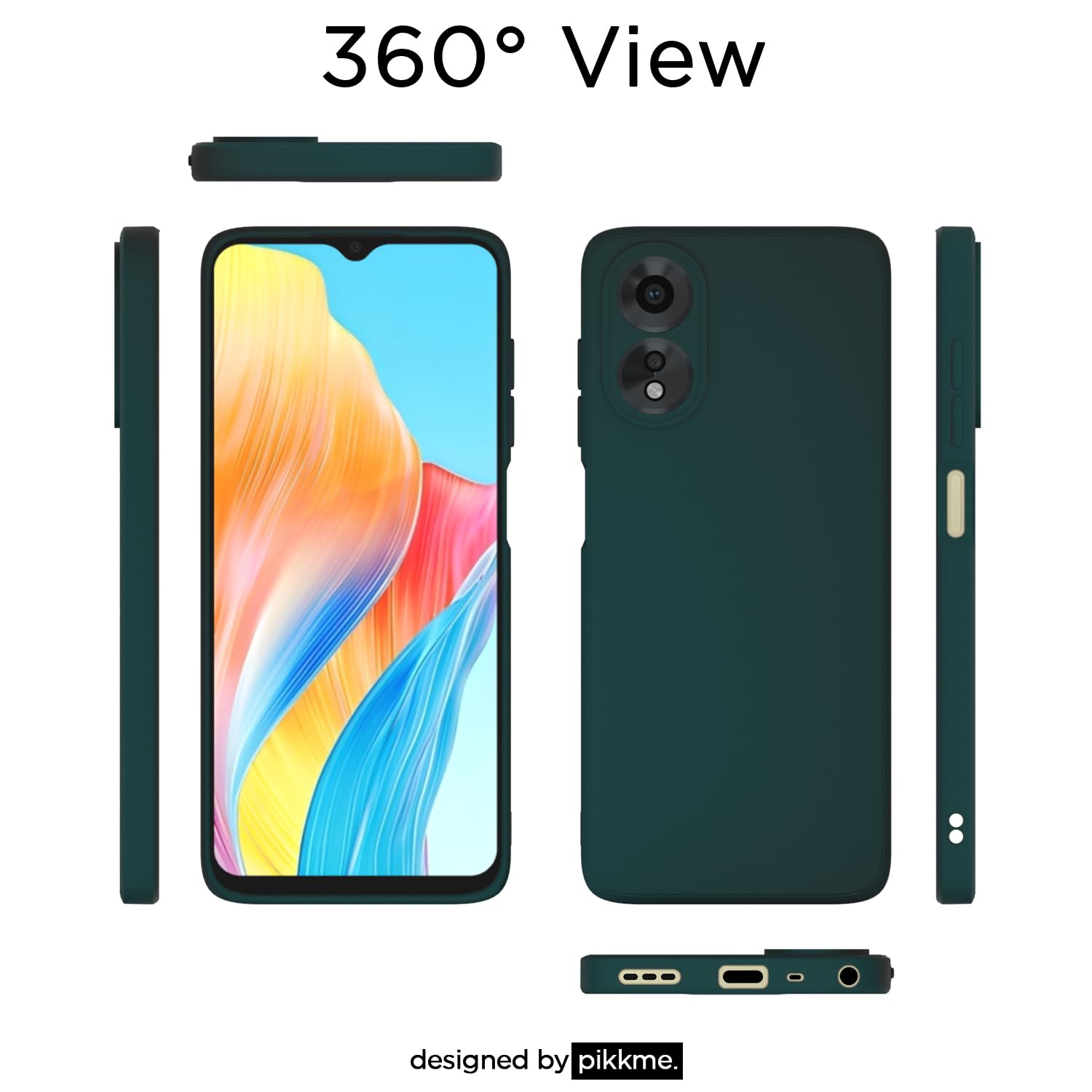 Pikkme Oppo A38 Liquid Silicone Back Cover (Green)