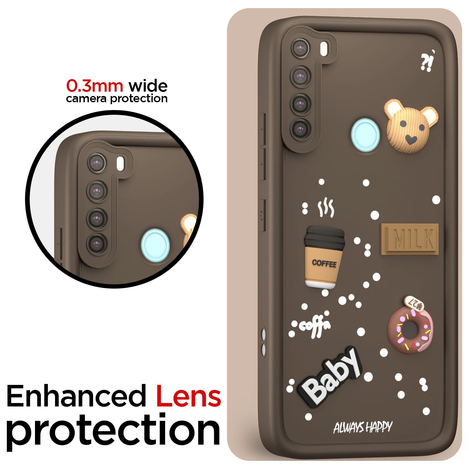 Brown Silicone phone cover for Redmi Note 8/3D – Pikkme – photo 5