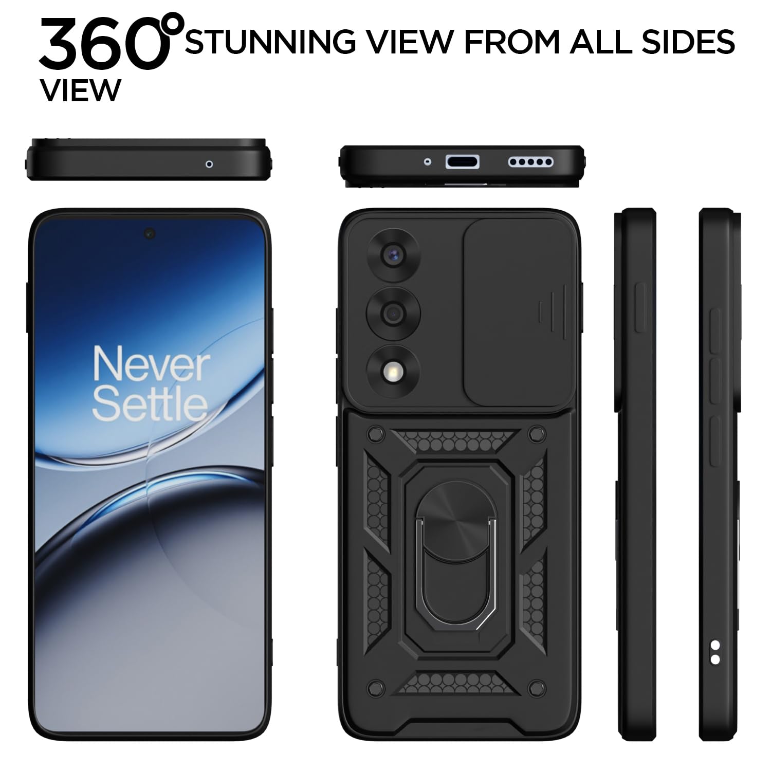Pikkme OnePlus Nord 5 5G D10 Tough Armor Back Cover (Black)