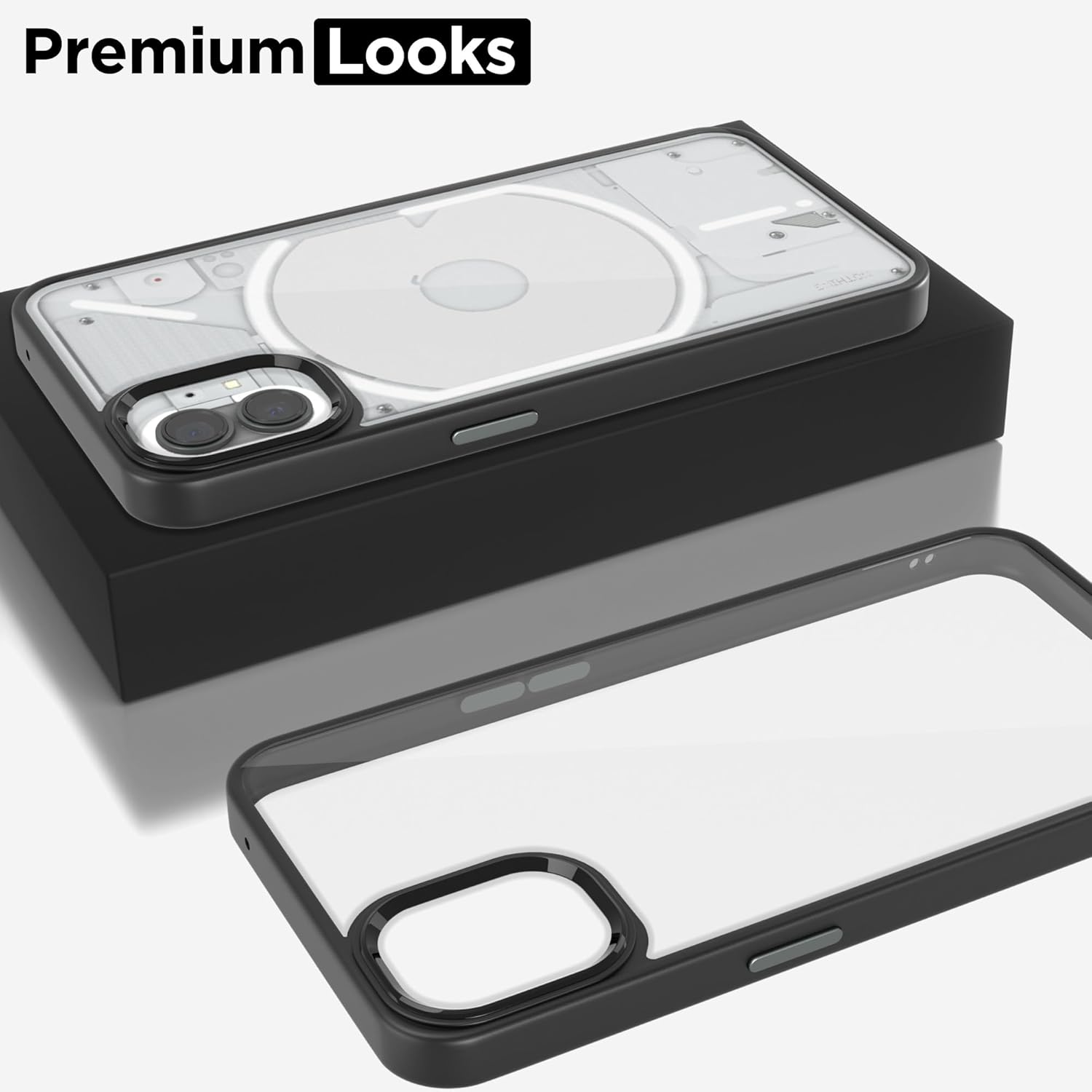 Pikkme Nothing Phone 1 Metal Chrome Ring Back Case (Black)