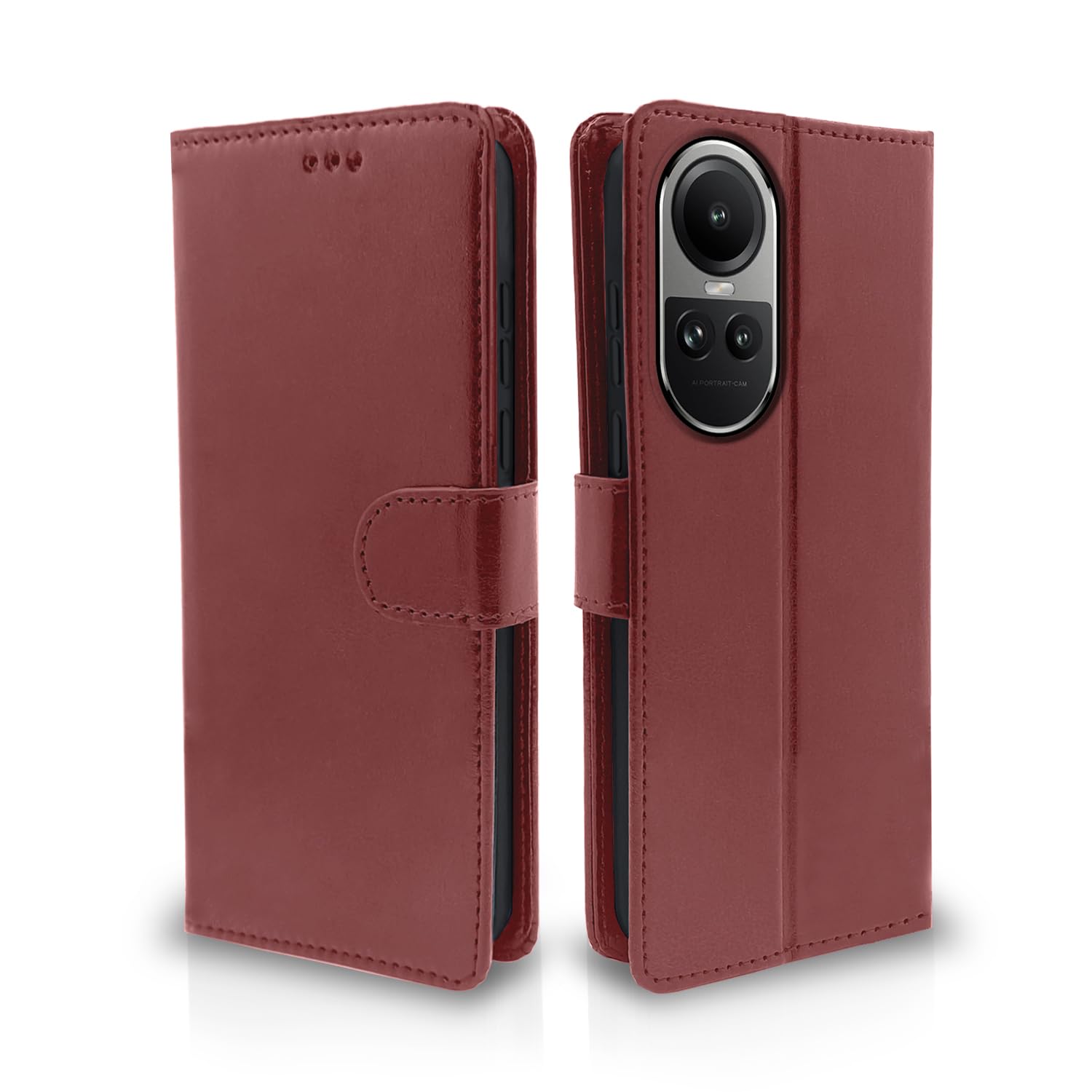 Pikkme brown wallet flip cover for Oppo Reno 10 5G