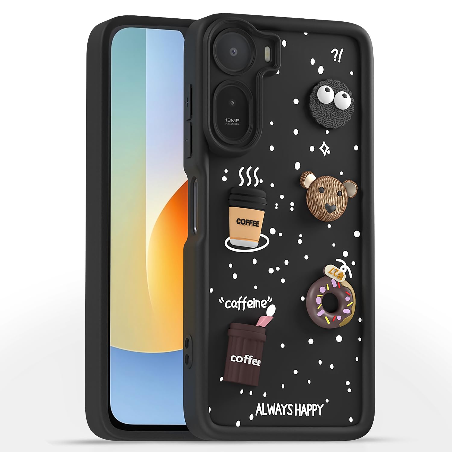 Pikkme black back cover for Redmi A7 Pro/Poco C85x 5G/3D