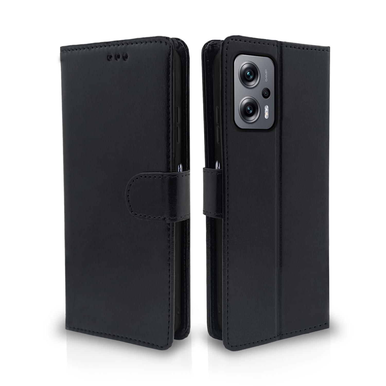 Redmi K50i wallet flip cover in black by Pikkme