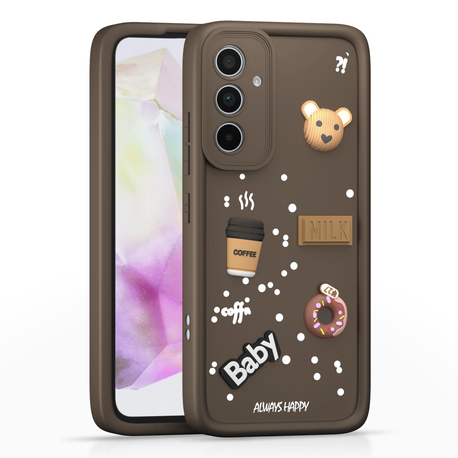 Pikkme Samsung Galaxy A35 5G Cute Fun Cartoon 3D Bear Silicone Back cover - Brown
