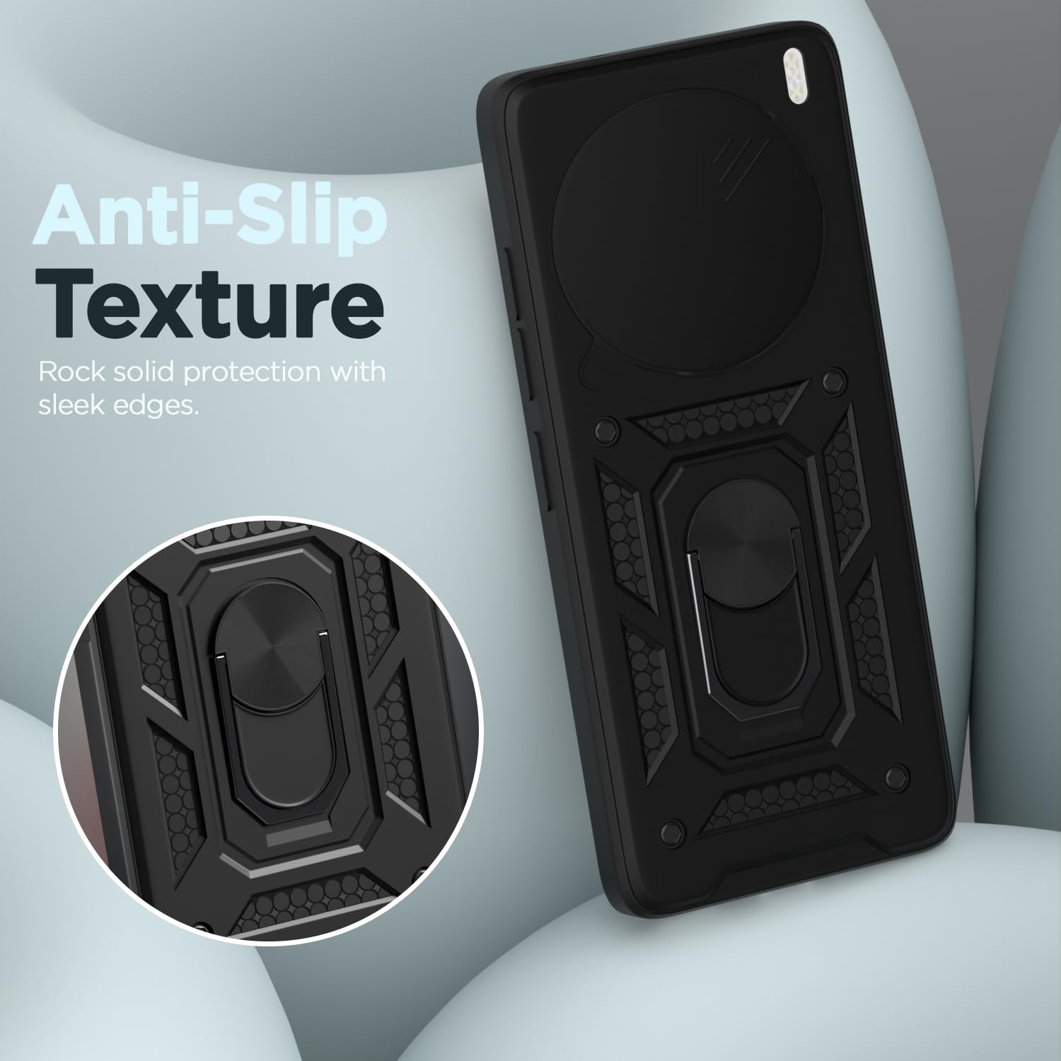 Pikkme Vivo X200 Pro 5G Sliding Camera Shield & Stand D10 Tough Armor Back Cover (Black)