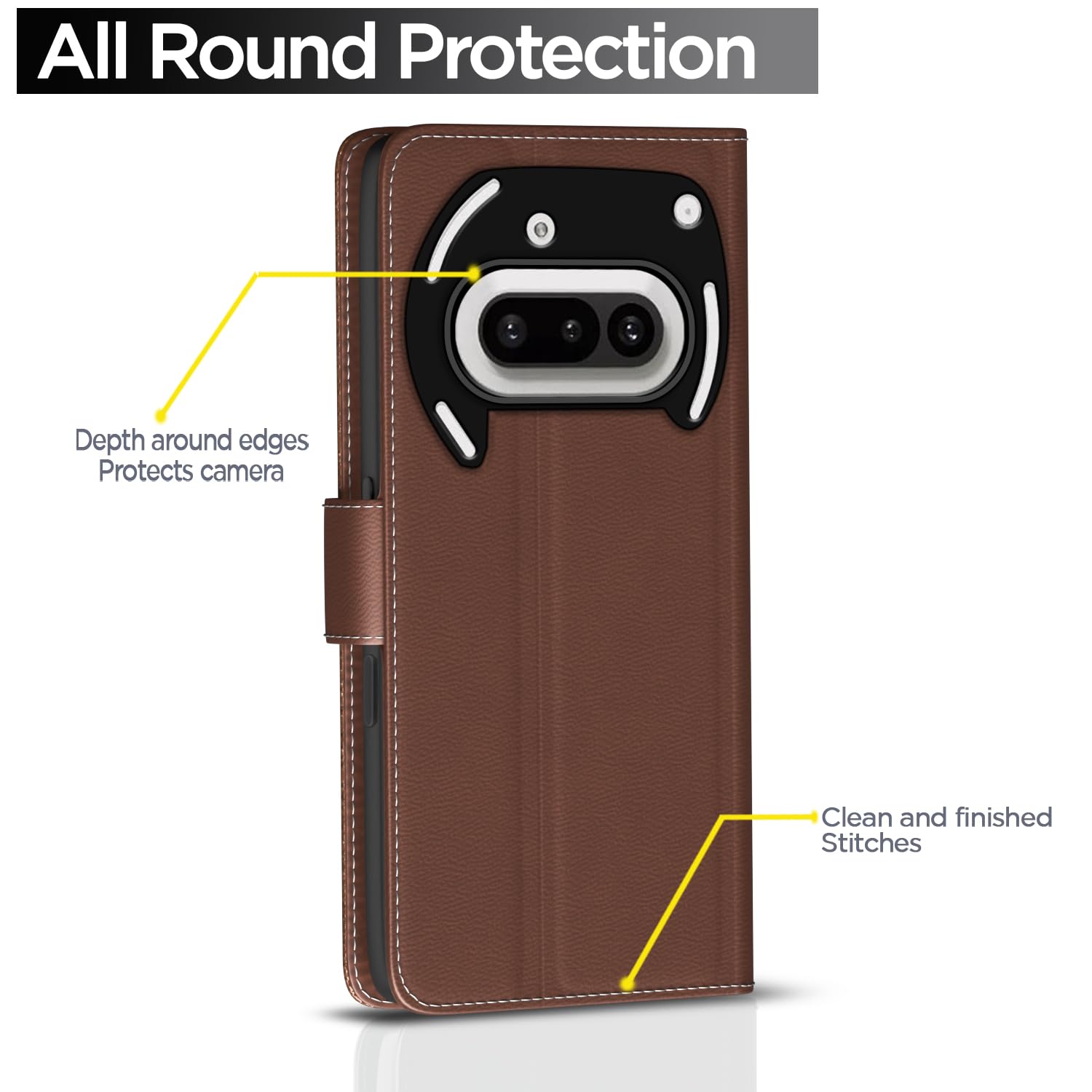 Pikkme Nothing Phone 3a 5G Vintage Flip Cover (Tan)