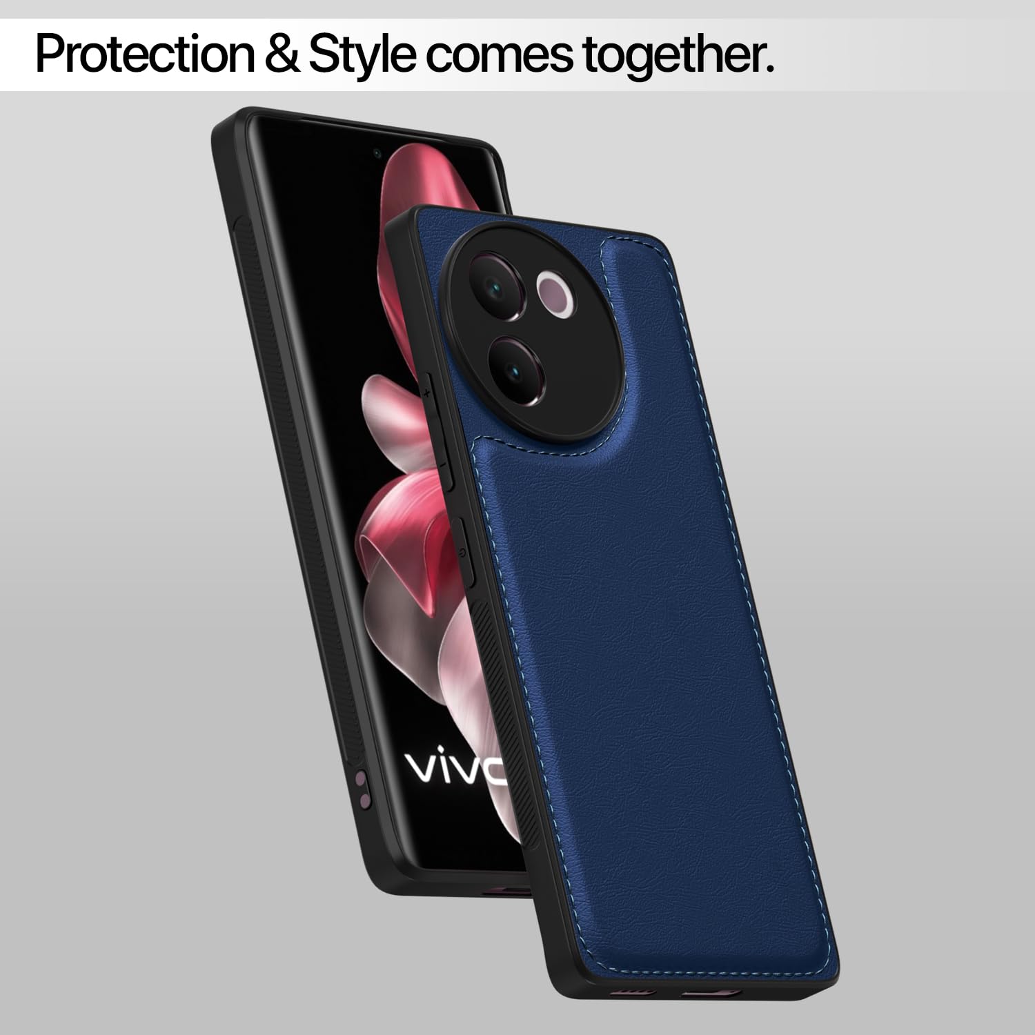 Pikkme Vivo V30e 5G Leatherback Back Case | Blue