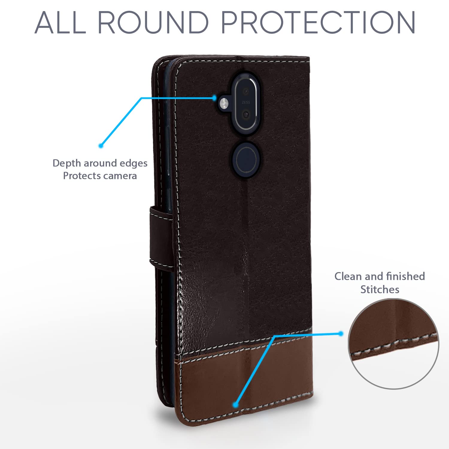 Pikkme coffee & brown mobile flip cover for Nokia 8.1 – photo 4