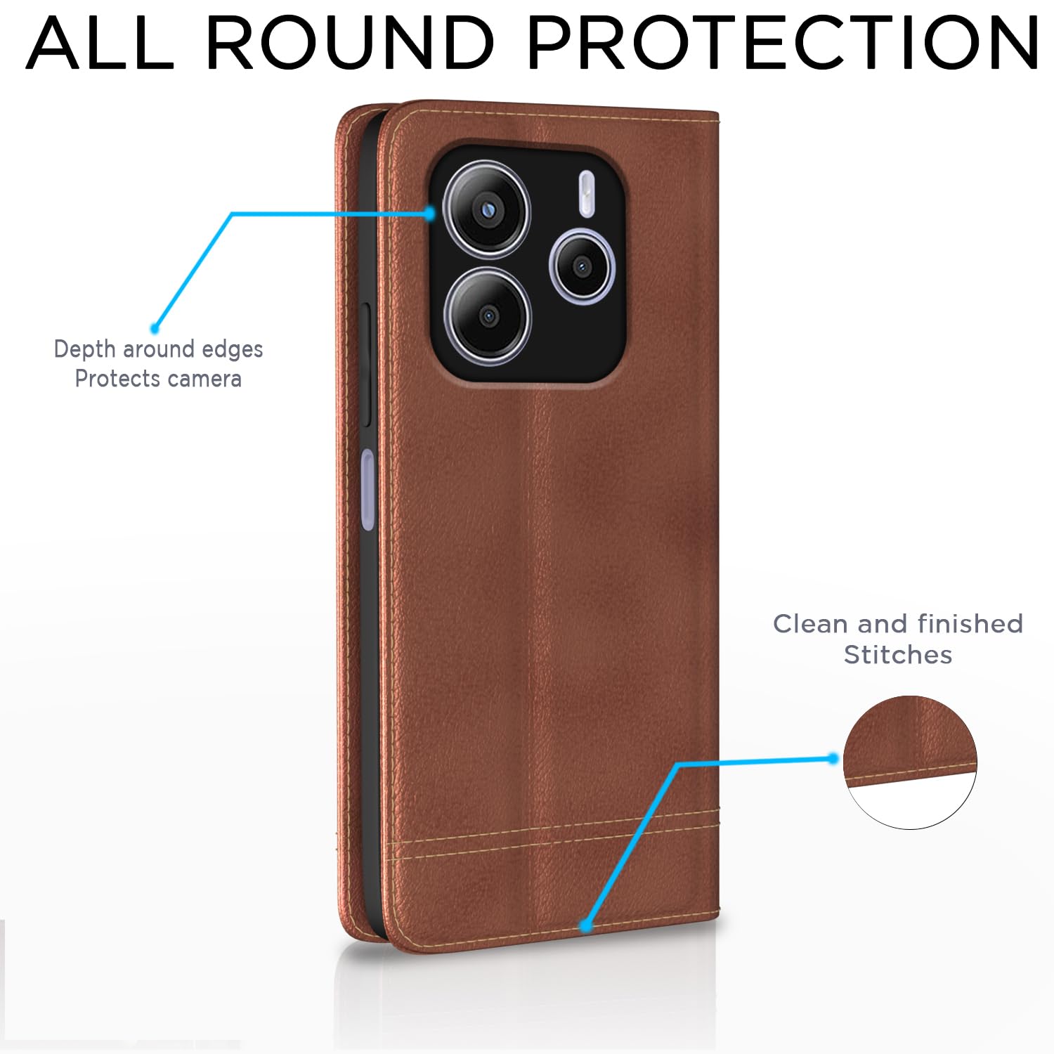 Pikkme brown flip case for Redmi Note 14 5G – photo 4