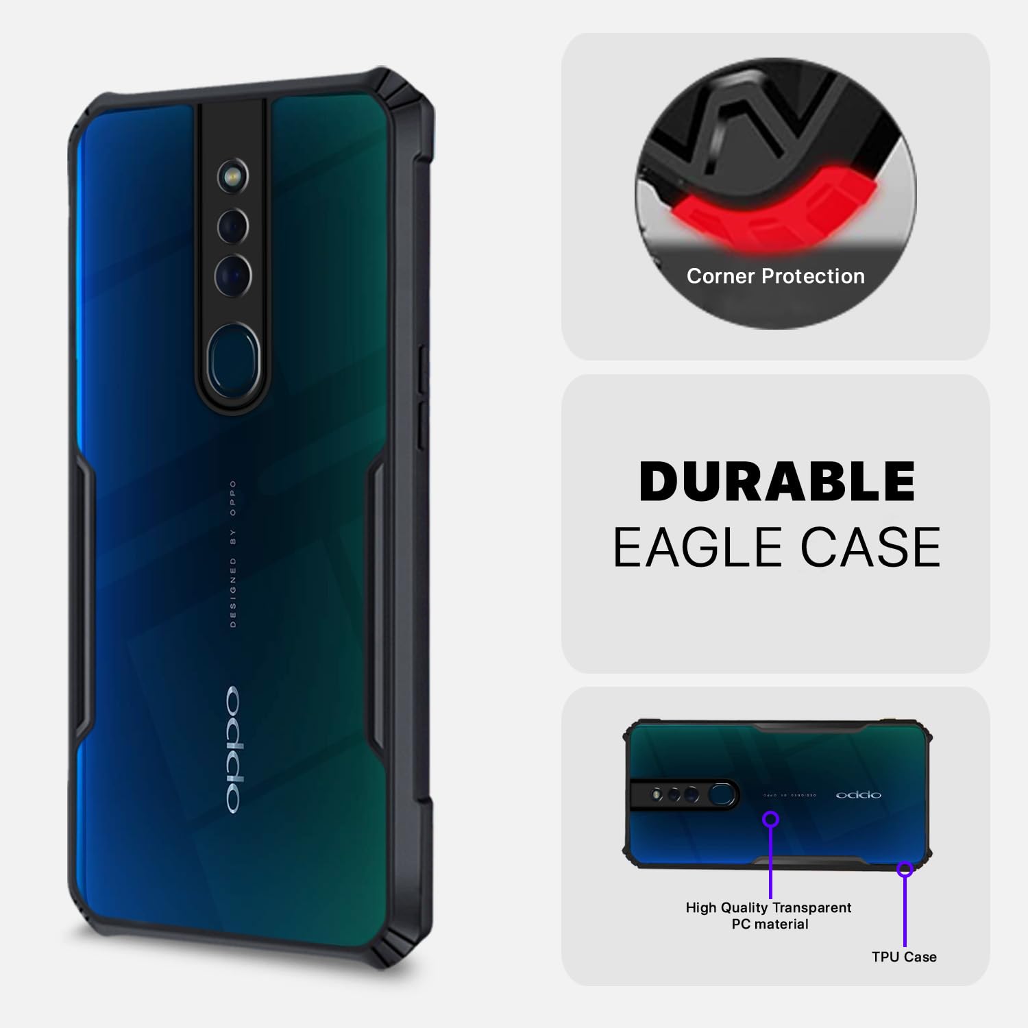 Pikkme Oppo F11 Pro Eagle Back Cover (Black)