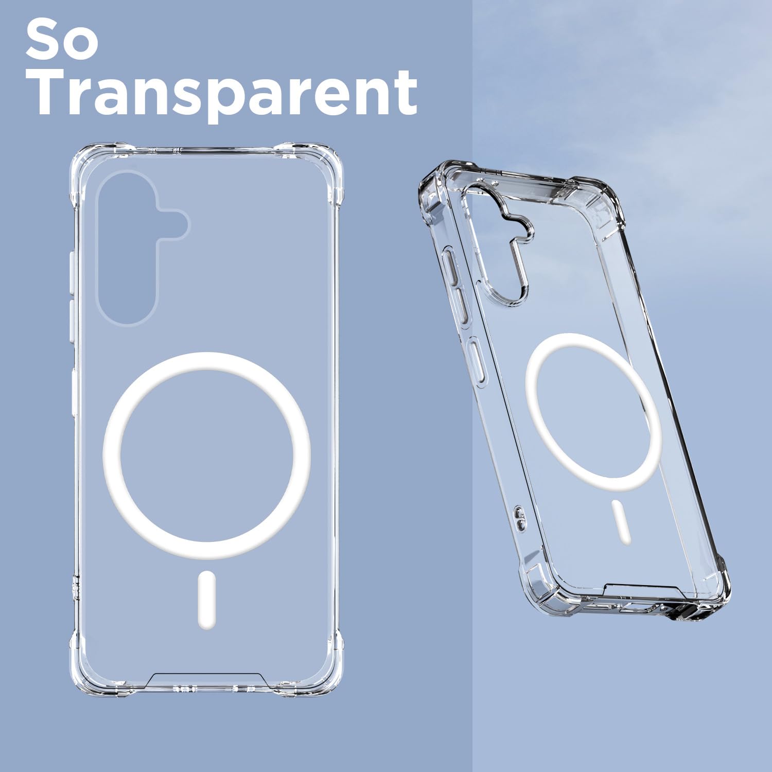 Pikkme Samsung Galaxy A36 5G Mag-Safe Shockproof PC + TPU Back Cover (Transparent)