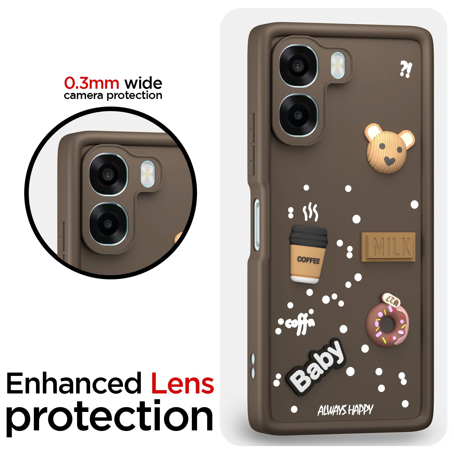 Oppo A6X 5G/3D Silicone back cover in brown by Pikkme – photo 5