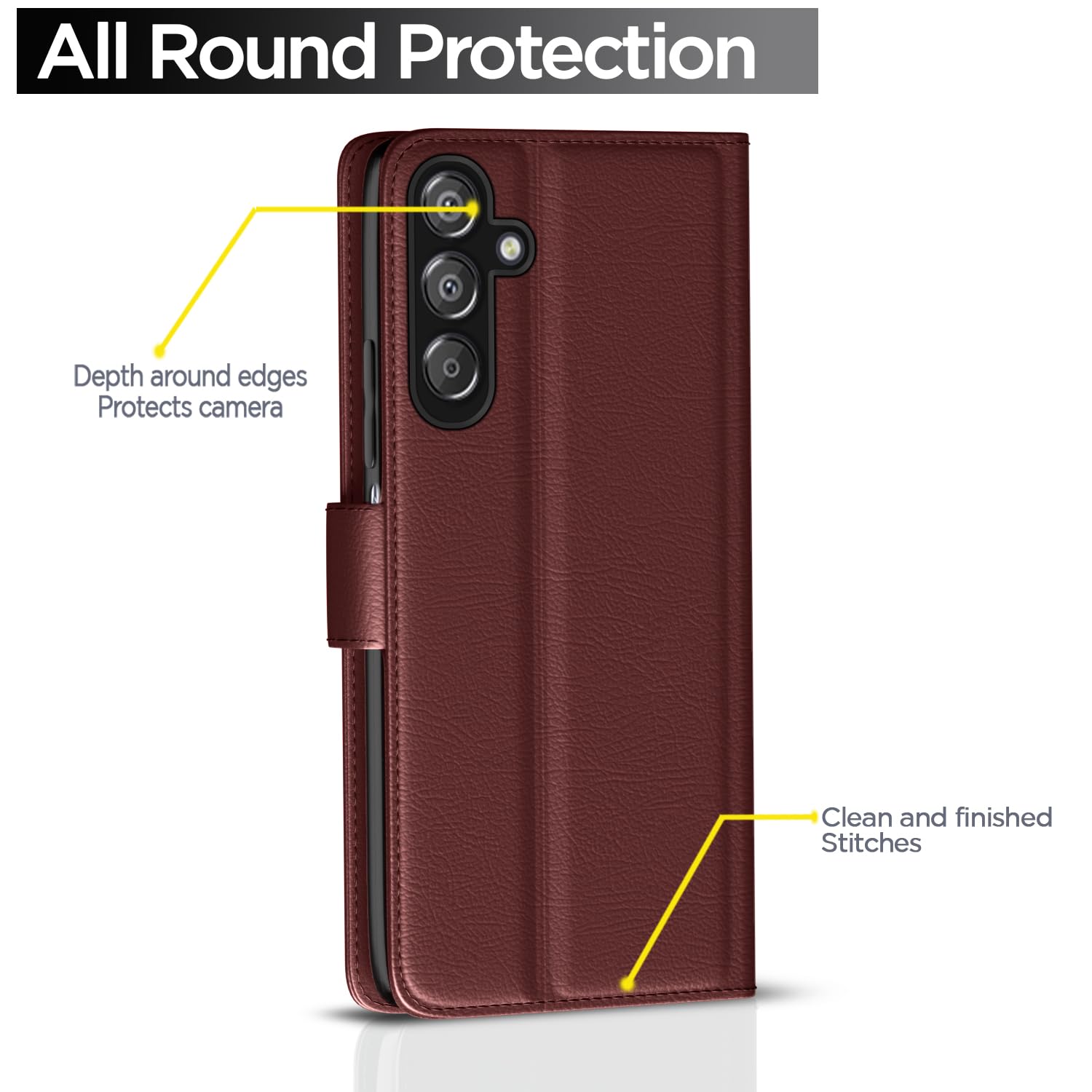 Pikkme Samsung Galaxy F15 5G / M15 5G / M15 Prime 5G Vintage Flip Cover (Brown)
