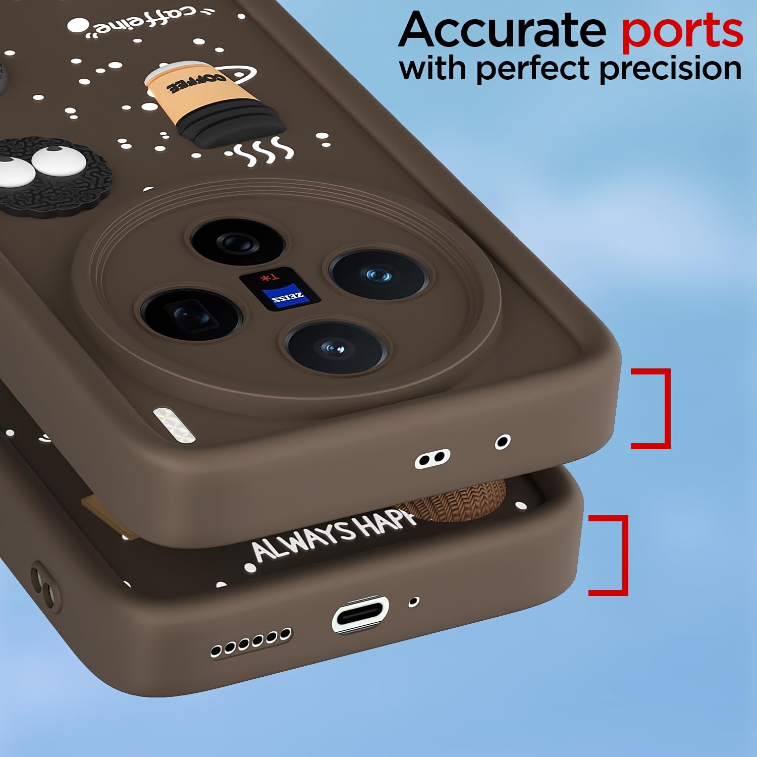 Pikkme Vivo X200 5G/3D Silicone brown mobile back cover – photo 4