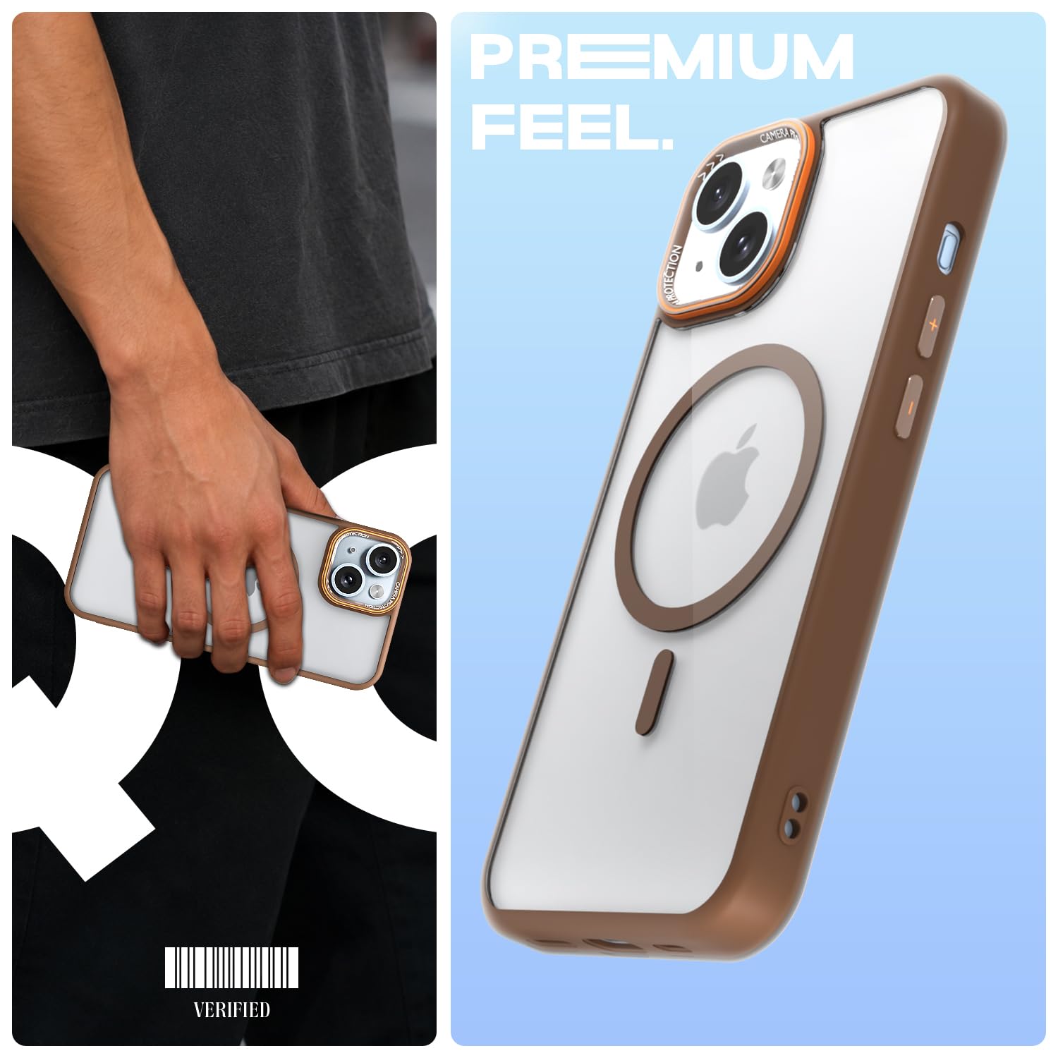 Brown mag-safe MagSafe mobile cover for iPhone 15 Plus – Pikkme – photo 2