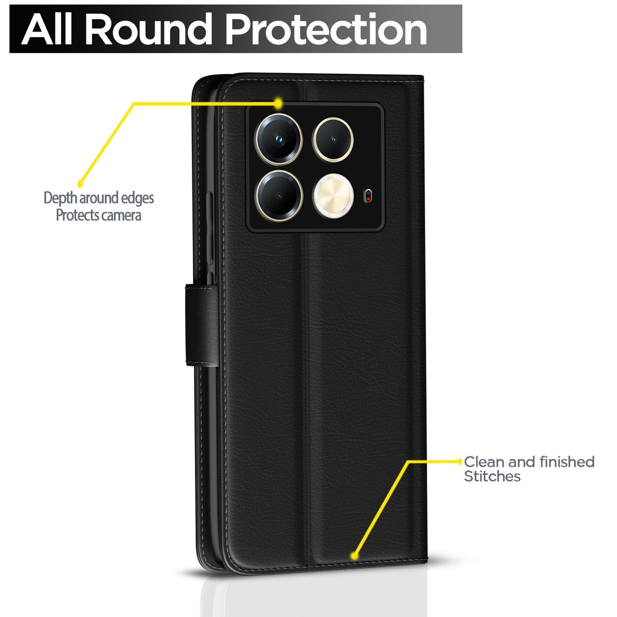 Pikkme Infinix Note 40 5G Button black wallet flip cover – photo 4