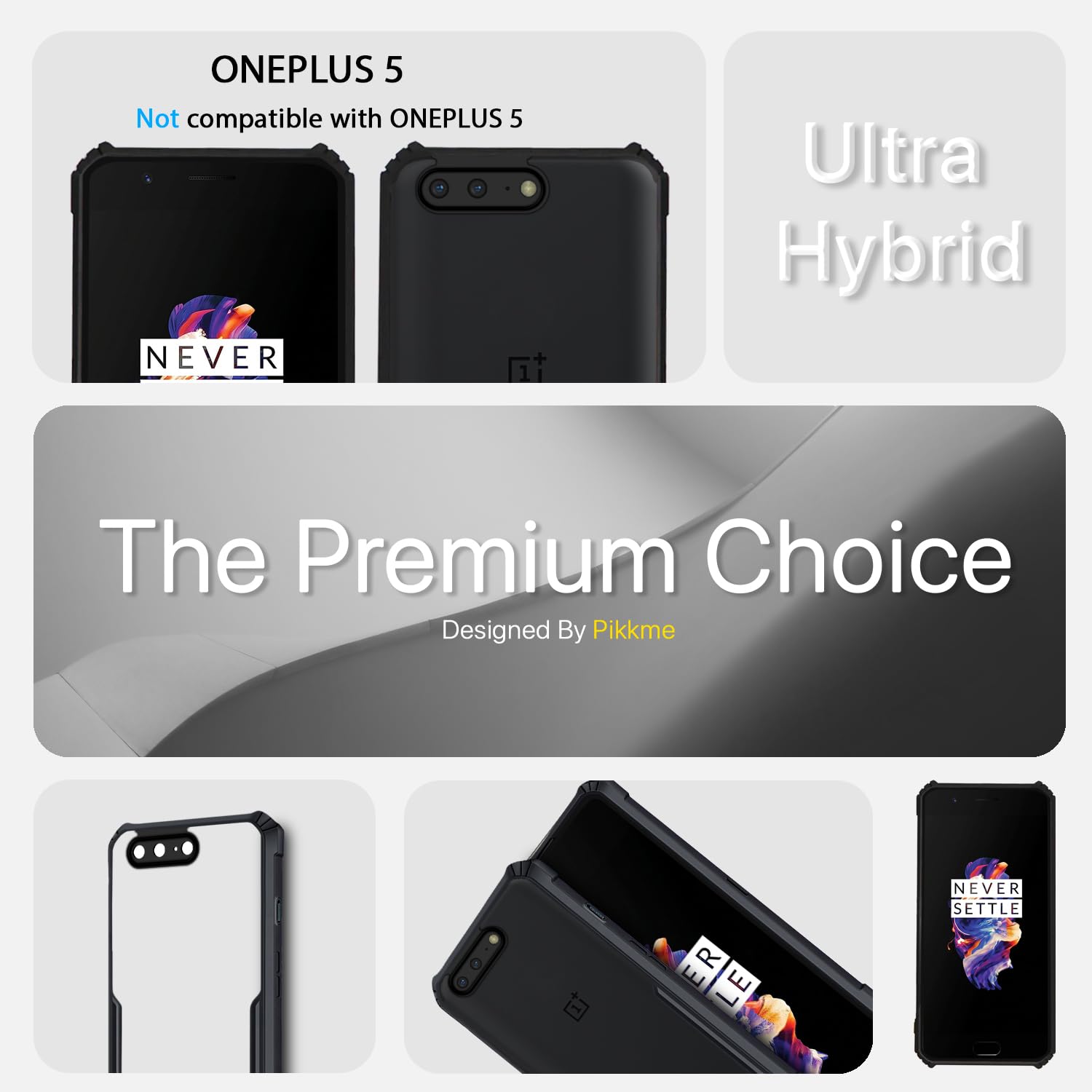 Pikkme OnePlus 5 Eagle Back Cover (Black)