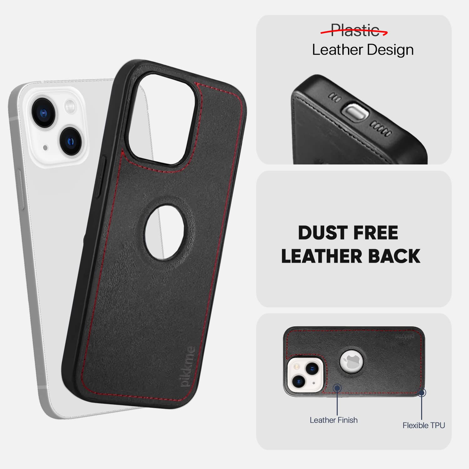 Pikkme iPhone 13 Luxe Series Velvet Inner Finish with PU Leather Back Case (Black)