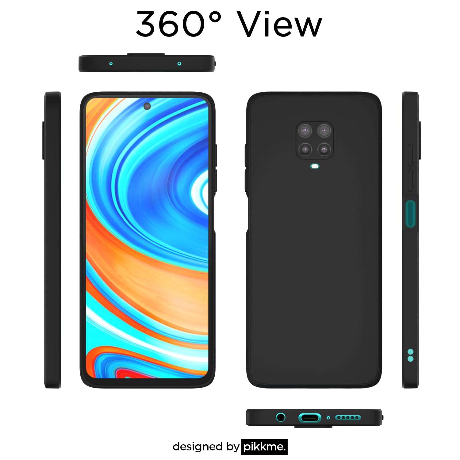 Pikkme Redmi Note 10 Lite / Redmi Note 9 Pro / Note 9 Pro Max Soft Matte Silicone Shockproof Case(Black)
