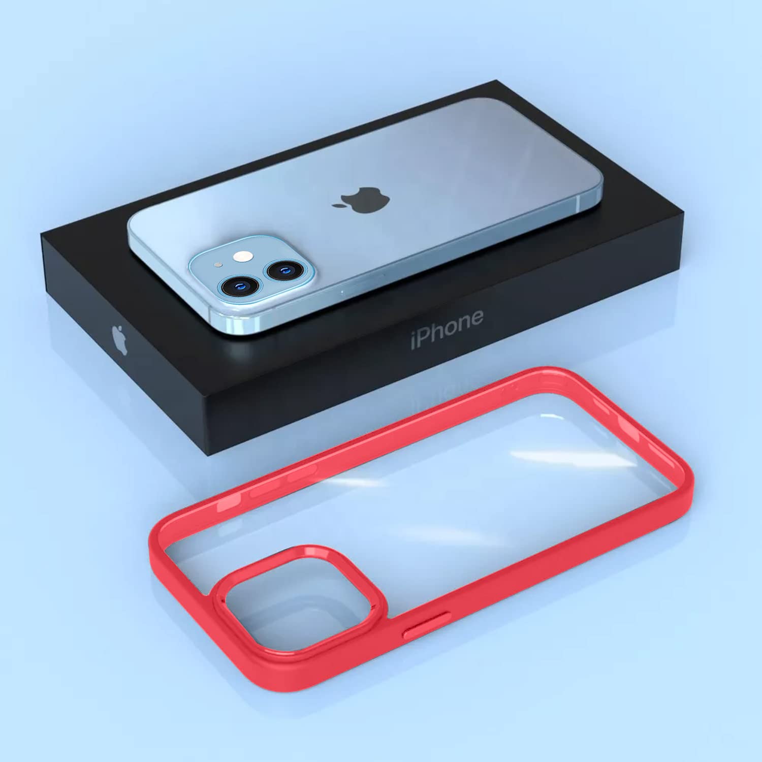Pikkme iPhone 11 Electroplated Crome Metal Ring Back Cover (Red)