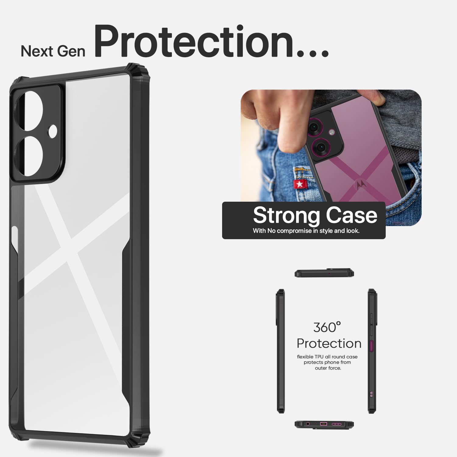 Pikkme black Clear back cover for Moto G55 5G – photo 7