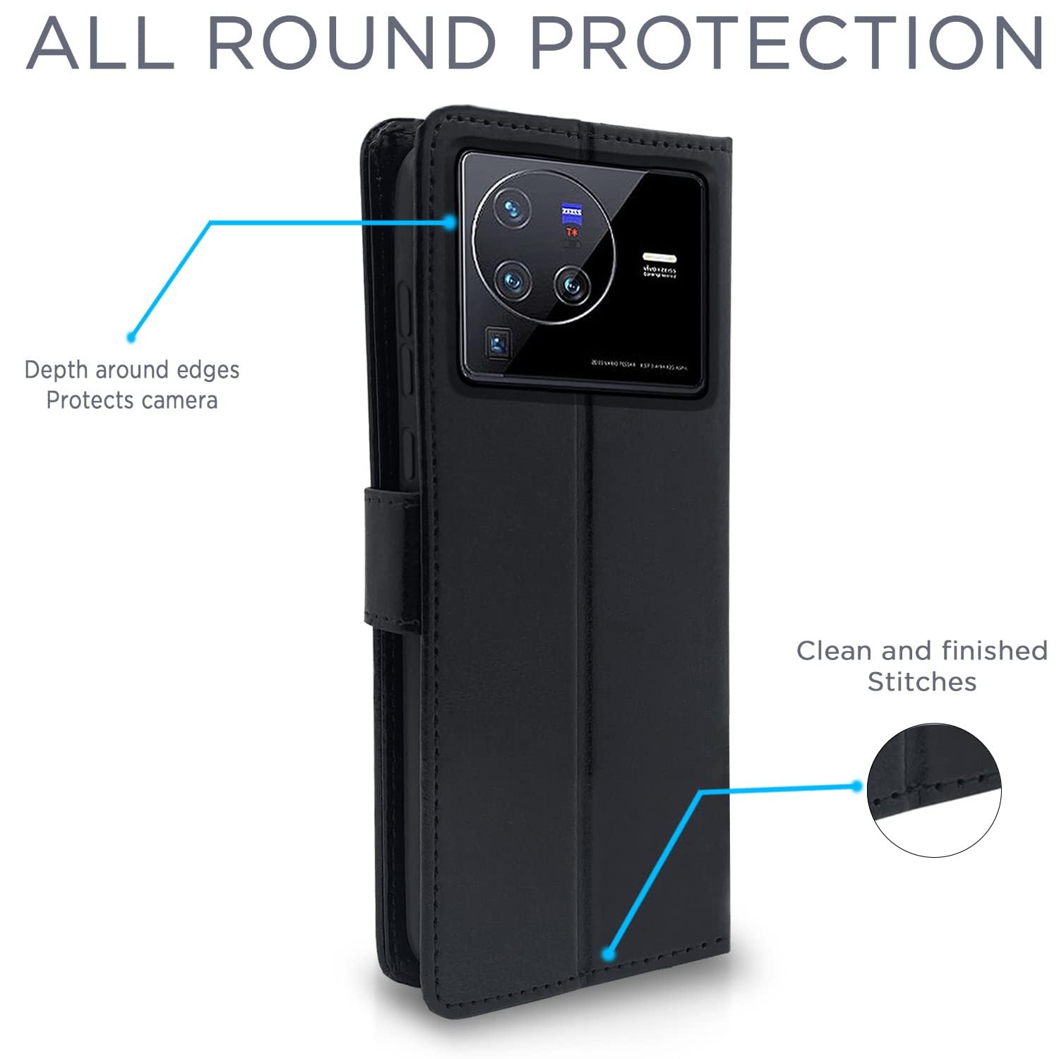 Pikkme black Wallet mobile flip cover for Vivo X80 Pro – photo 4