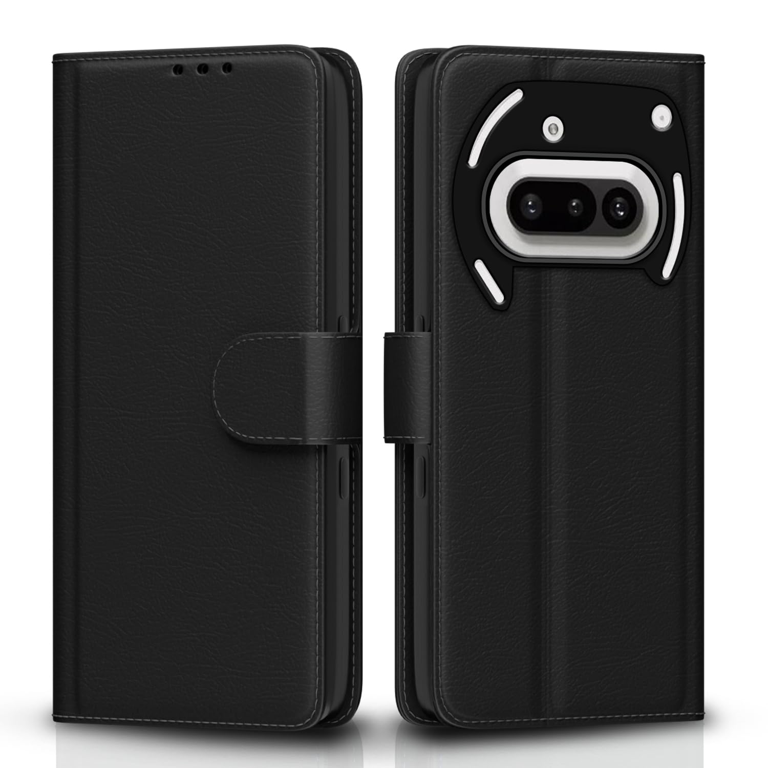 Nothing Phone 3a 5G wallet flip cover in black by Pikkme