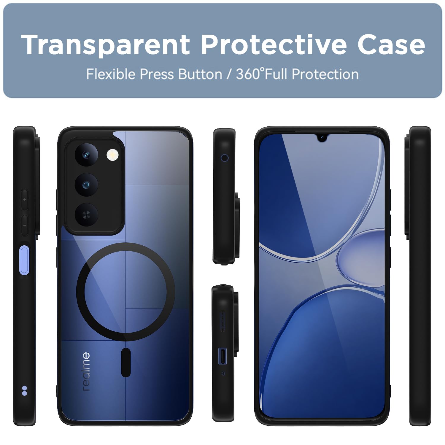 Pikkme Realme P4 Lite 5G MagSafe black mag-safe back cover – photo 2
