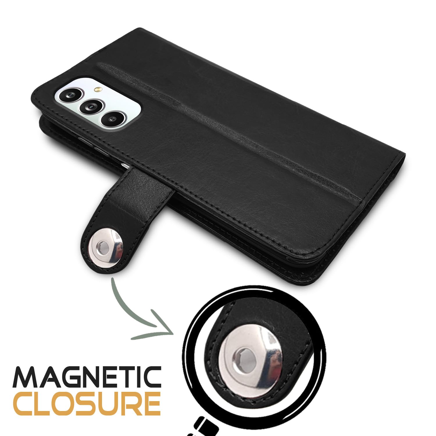 Black Button mobile flip cover for Samsung M34 5G – Pikkme – photo 4