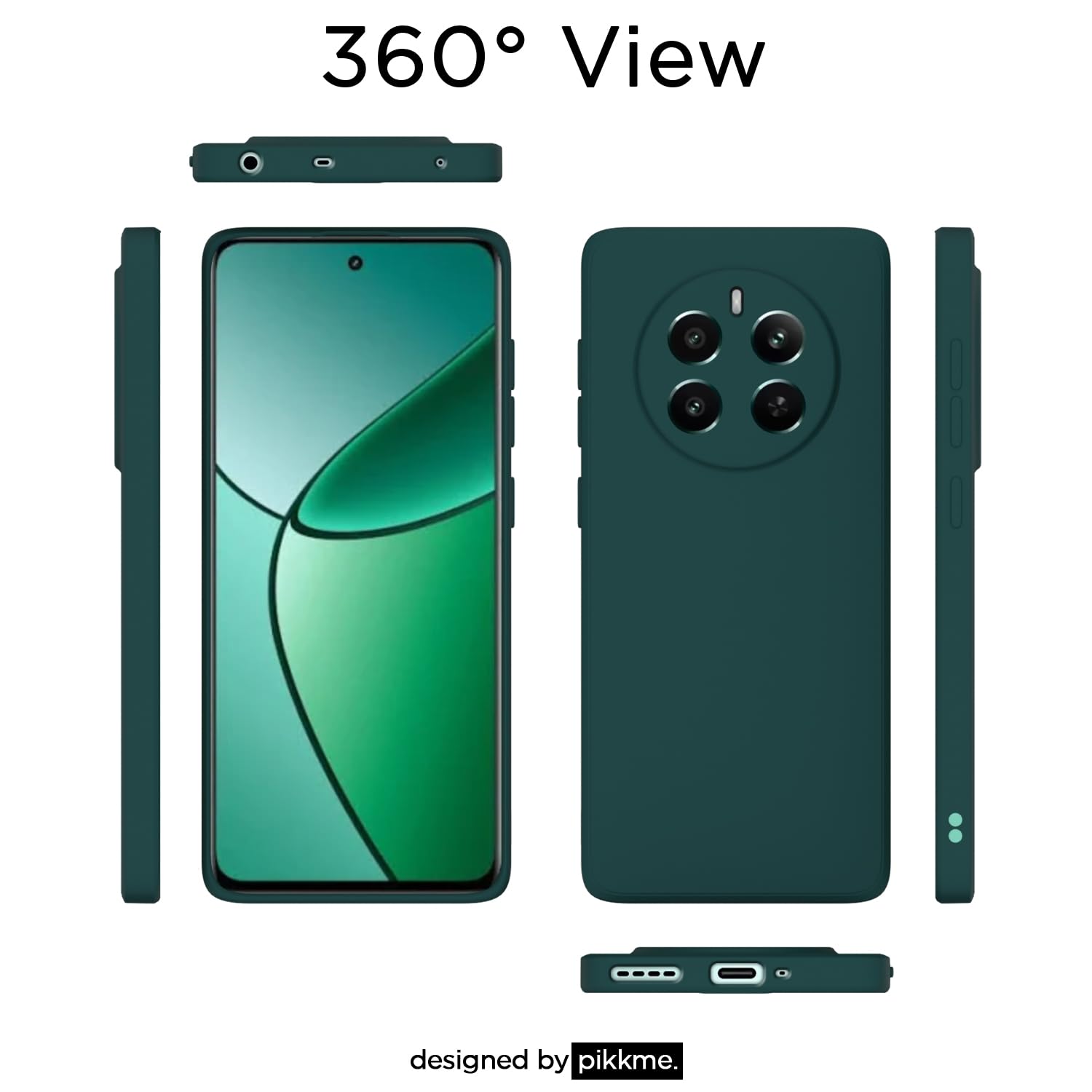 Pikkme Realme 12 Plus 5G Liquid Silicone Back Cover (Green)