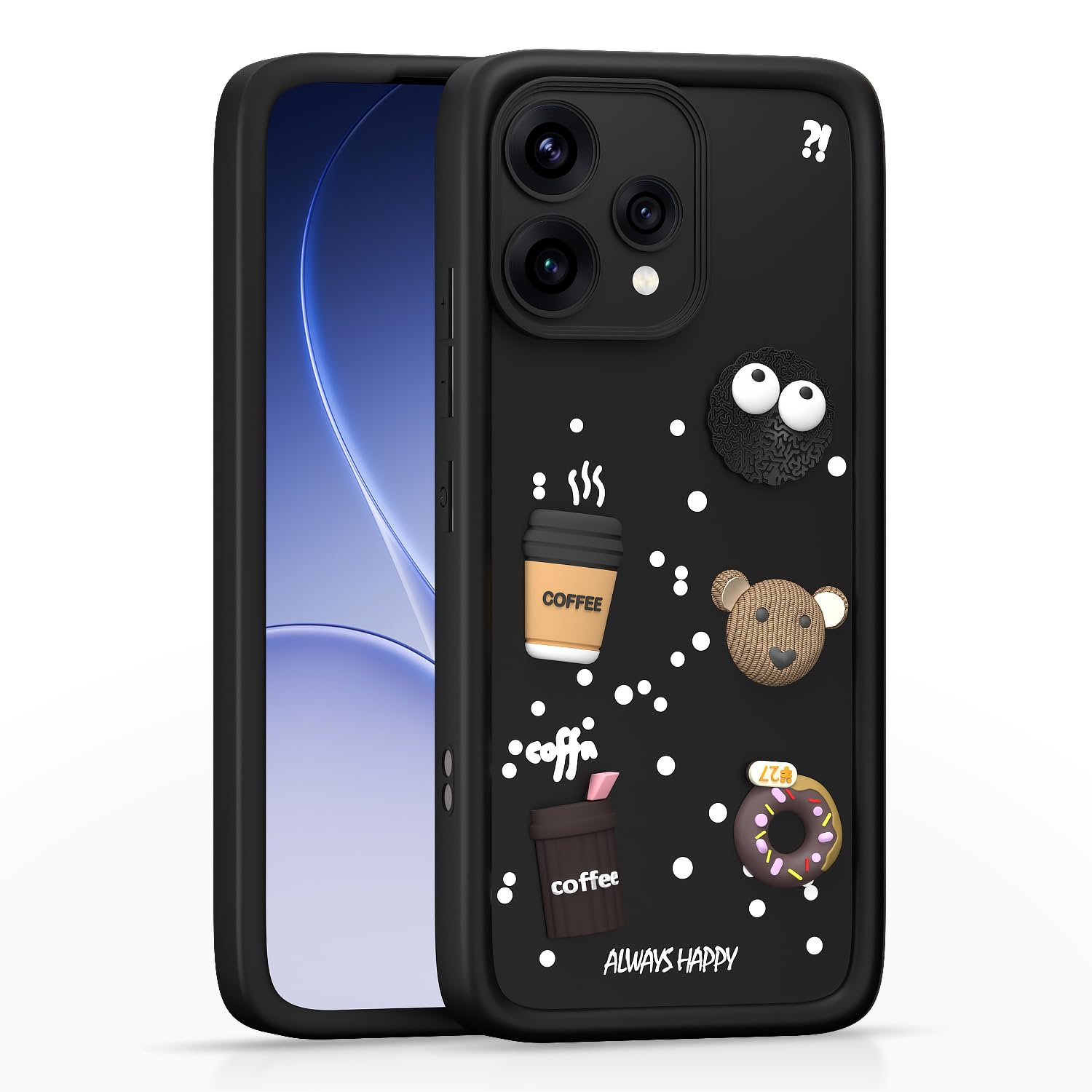 Pikkme black phone cover for Oppo Reno 15 5G/3D
