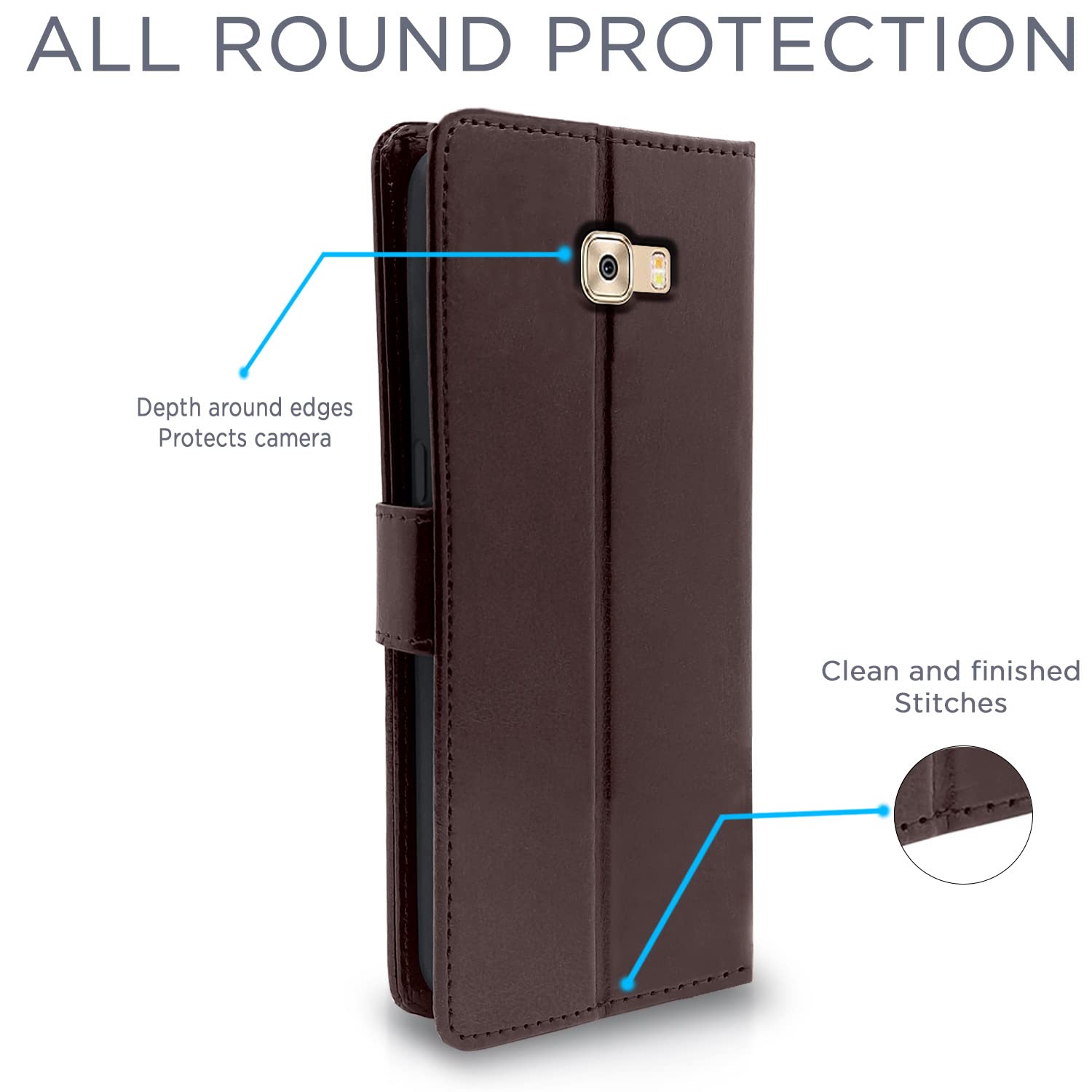 Samsung C7 Pro Wallet flip cover in coffee by Pikkme – photo 4