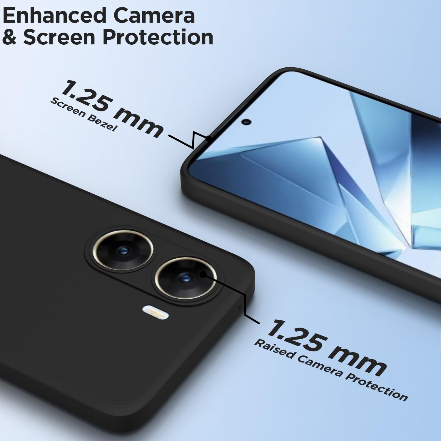 Pikkme Vivo V29e 5G Soft Matte Silicone Shockproof Case (Black)