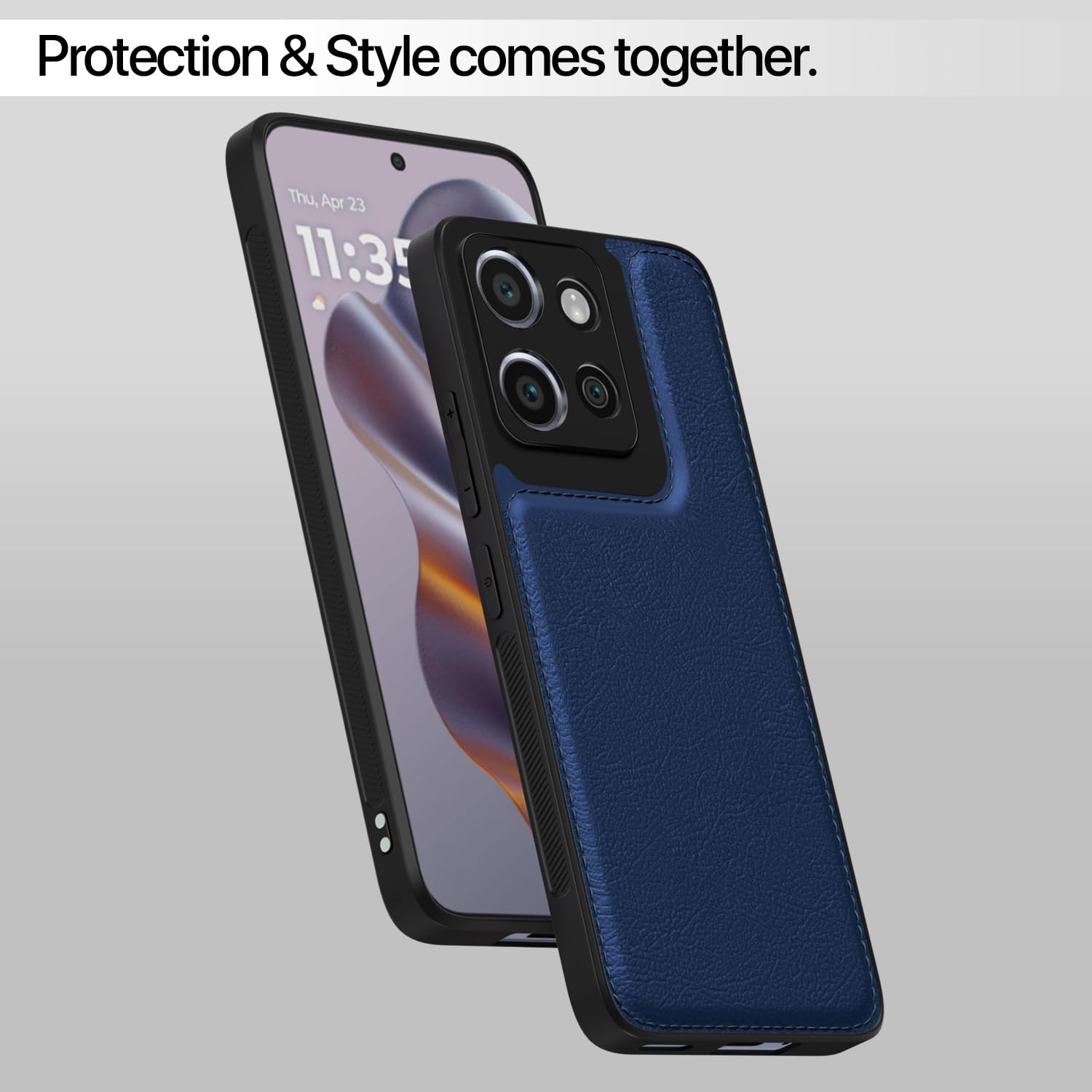 Pikkme Moto Edge 50 neo 5G Leather Back Case | Blue