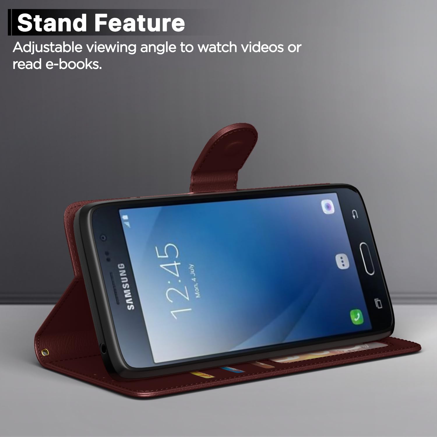 Samsung J2 2016 Wallet flip case in brown by Pikkme – photo 3