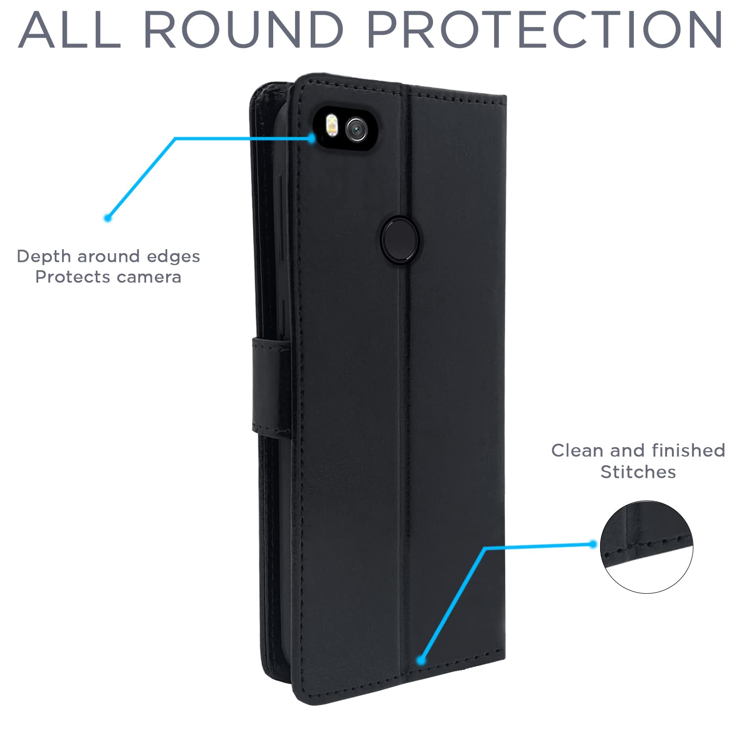 Pikkme Redmi 4 Vintage Flip Cover (Black)