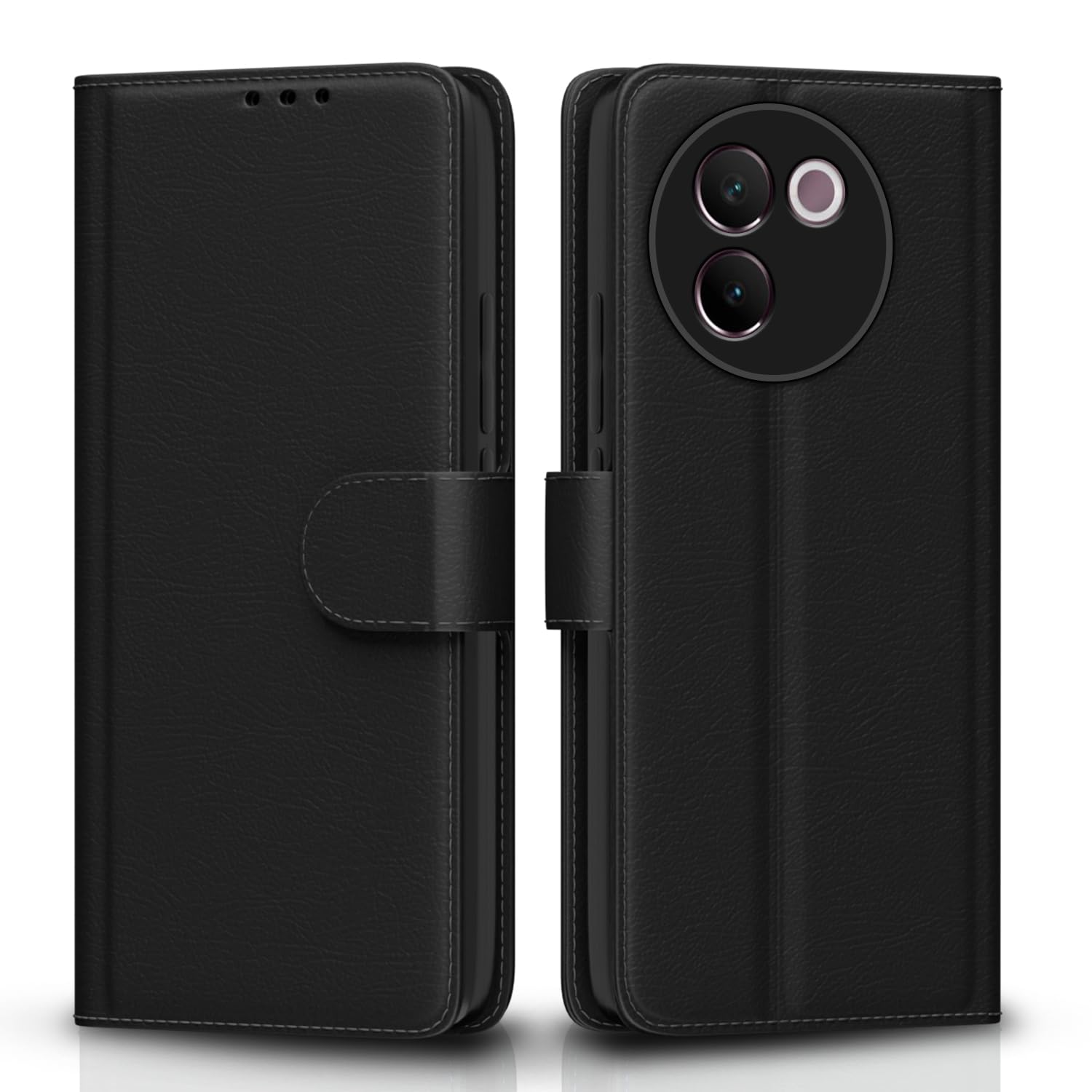 Vivo V30e 5G Wallet mobile flip cover in black by Pikkme