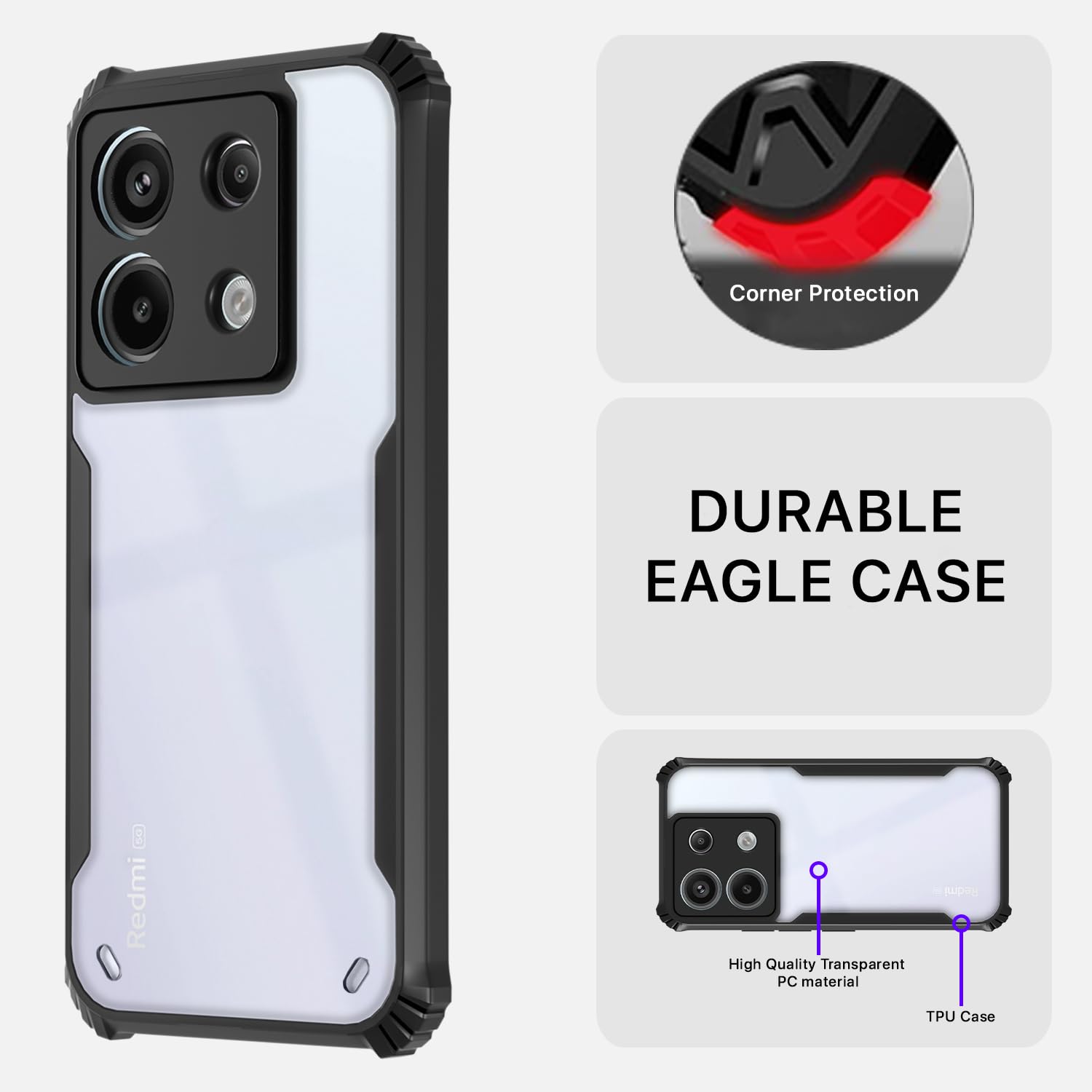 Pikkme Redmi Note 13 Pro 5G Eagle Back Cover (Black)