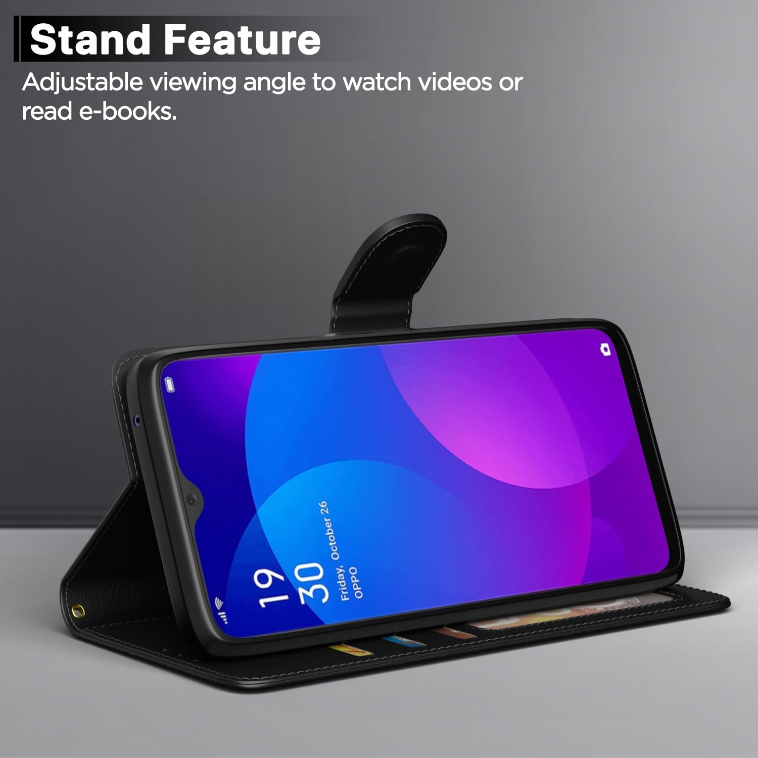 Oppo F11 Wallet wallet flip cover in black by Pikkme – photo 3