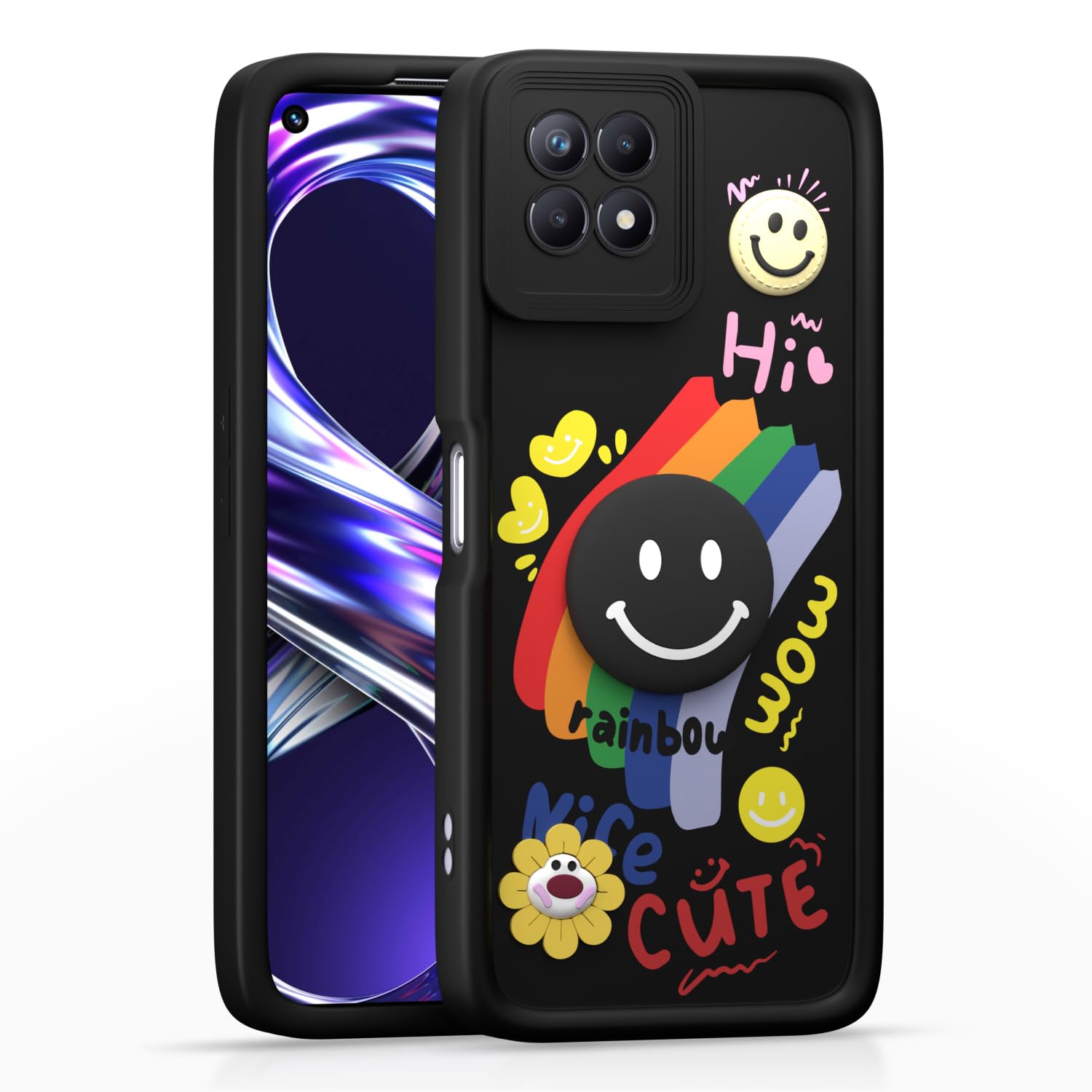 Pikkme black phone cover for Realme Narzo 50/8i 4G