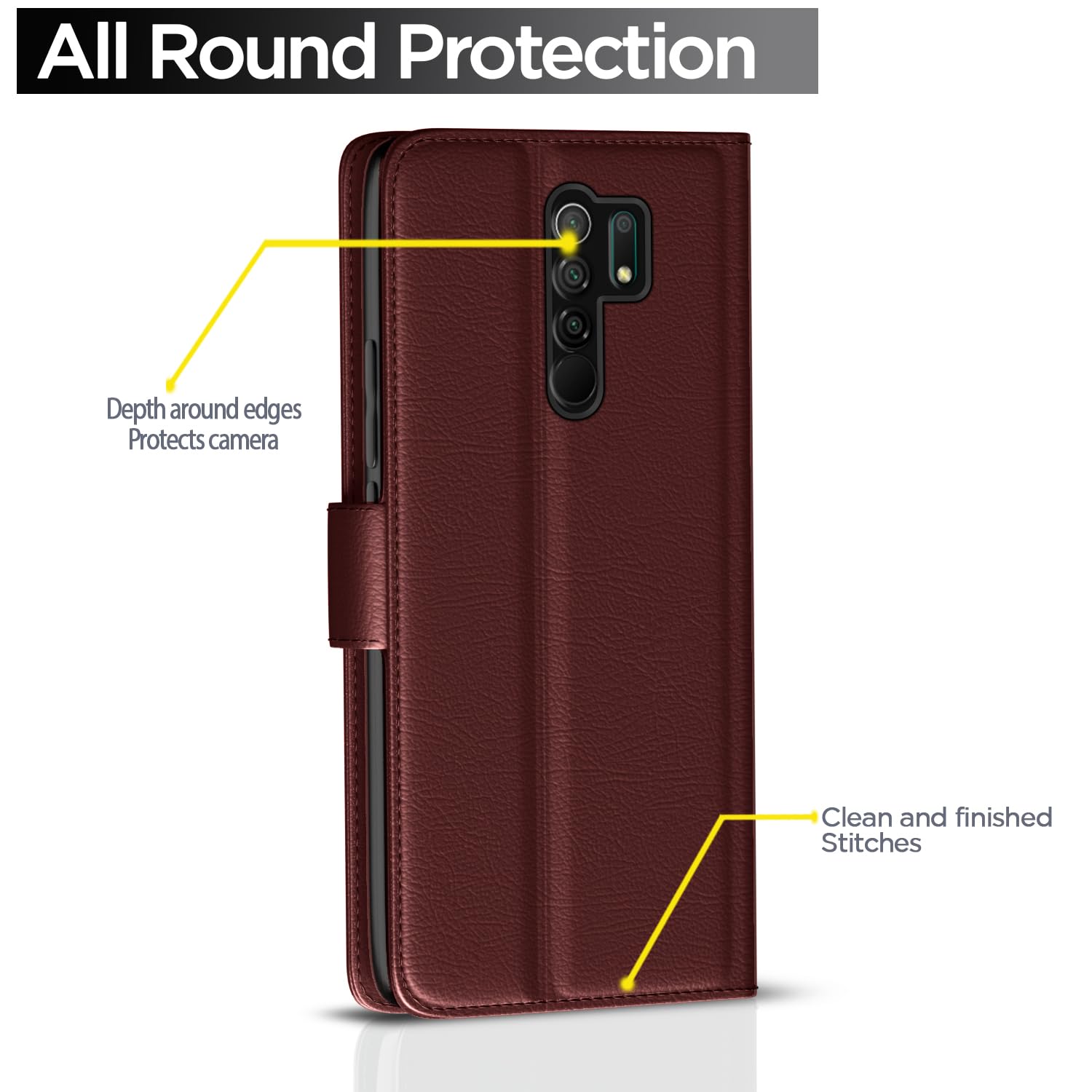 Pikkme Redmi 9 Prime Vintage Flip Cover (Brown)