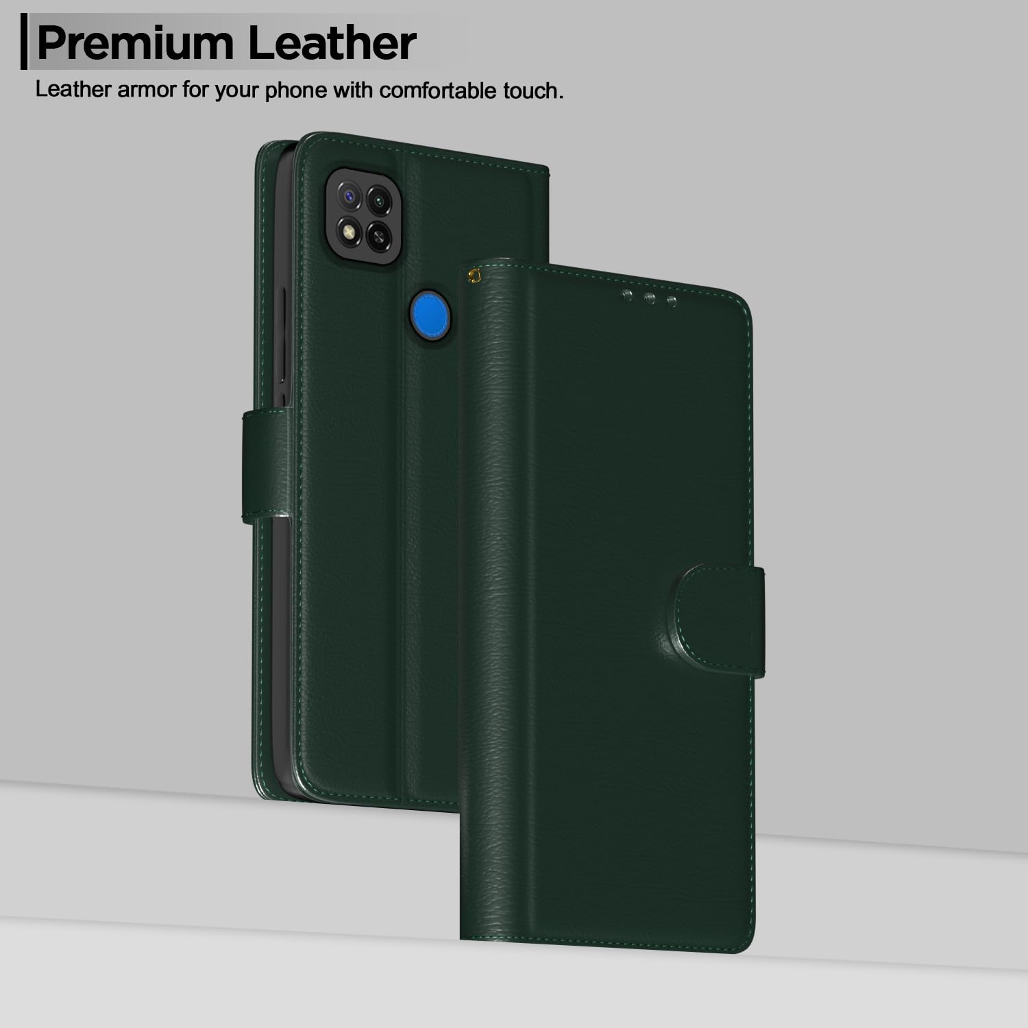Pikkme Redmi 9 Vintage Flip Cover (Green)