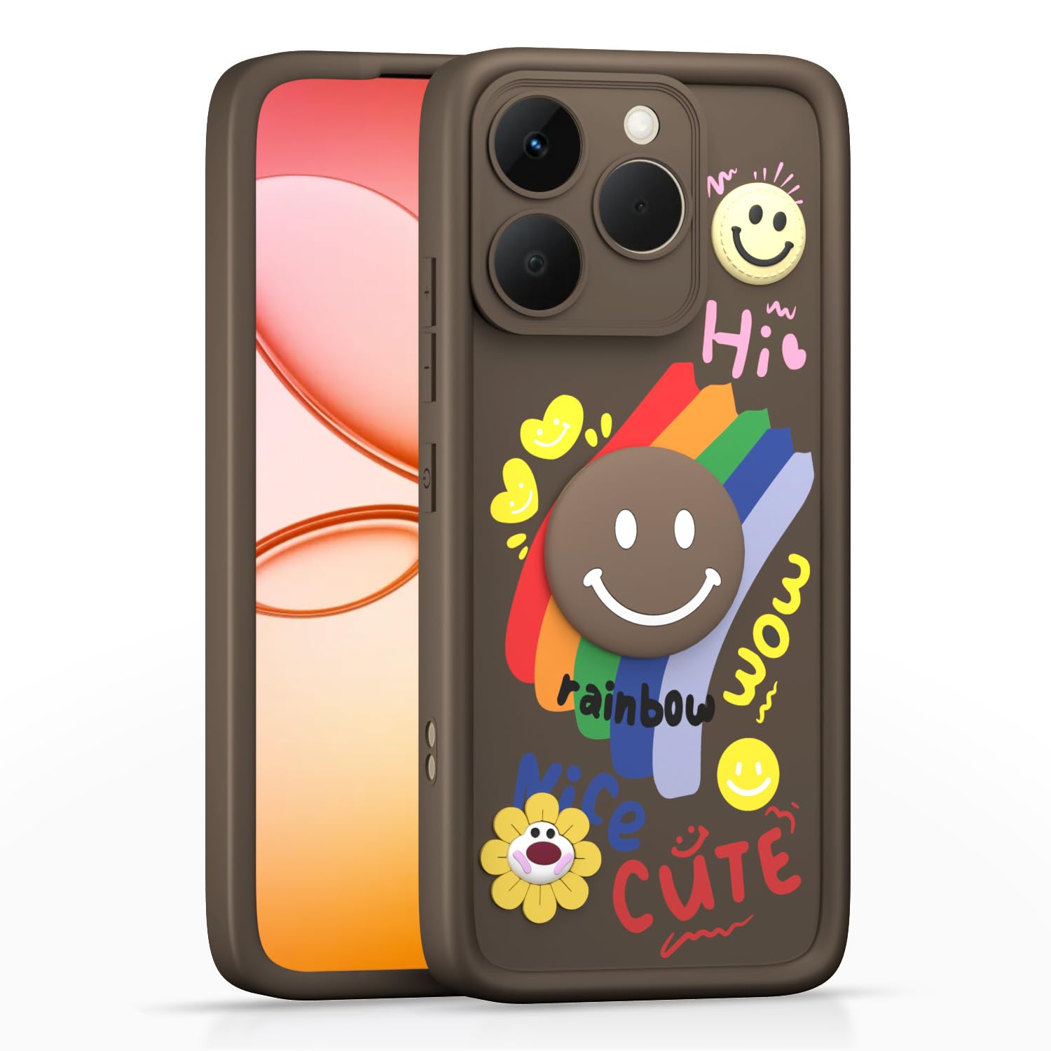 Realme 15T/Narzo 90 5G Soft Silicone mobile cover in brown by Pikkme