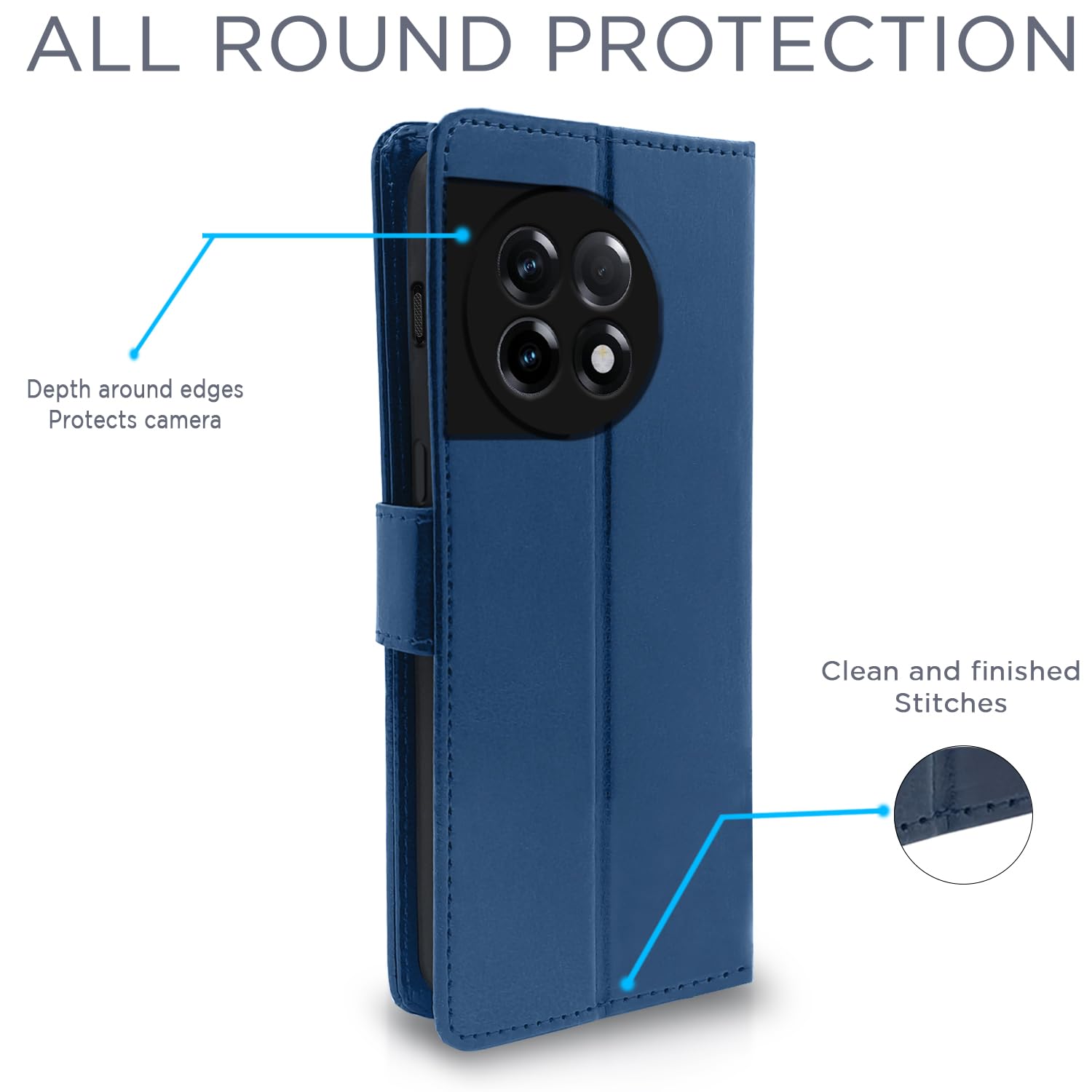 Pikkme OnePlus 11R 5G Vintage Flip Cover (Blue)