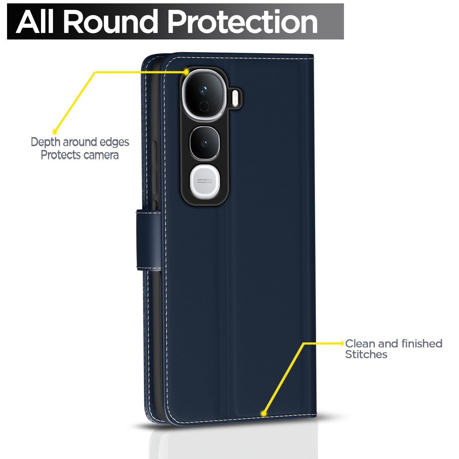 Pikkme Vivo Y400 Pro 5G Contrast Flip Cover (Blue)